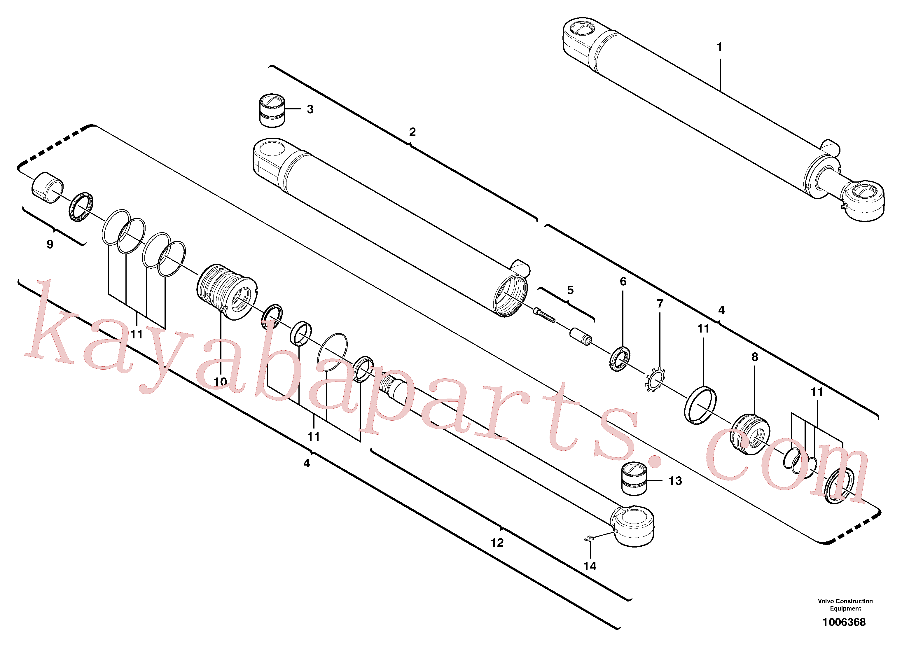 VOE11988943 for Volvo Boom offset cylinder(1006368 assembly)