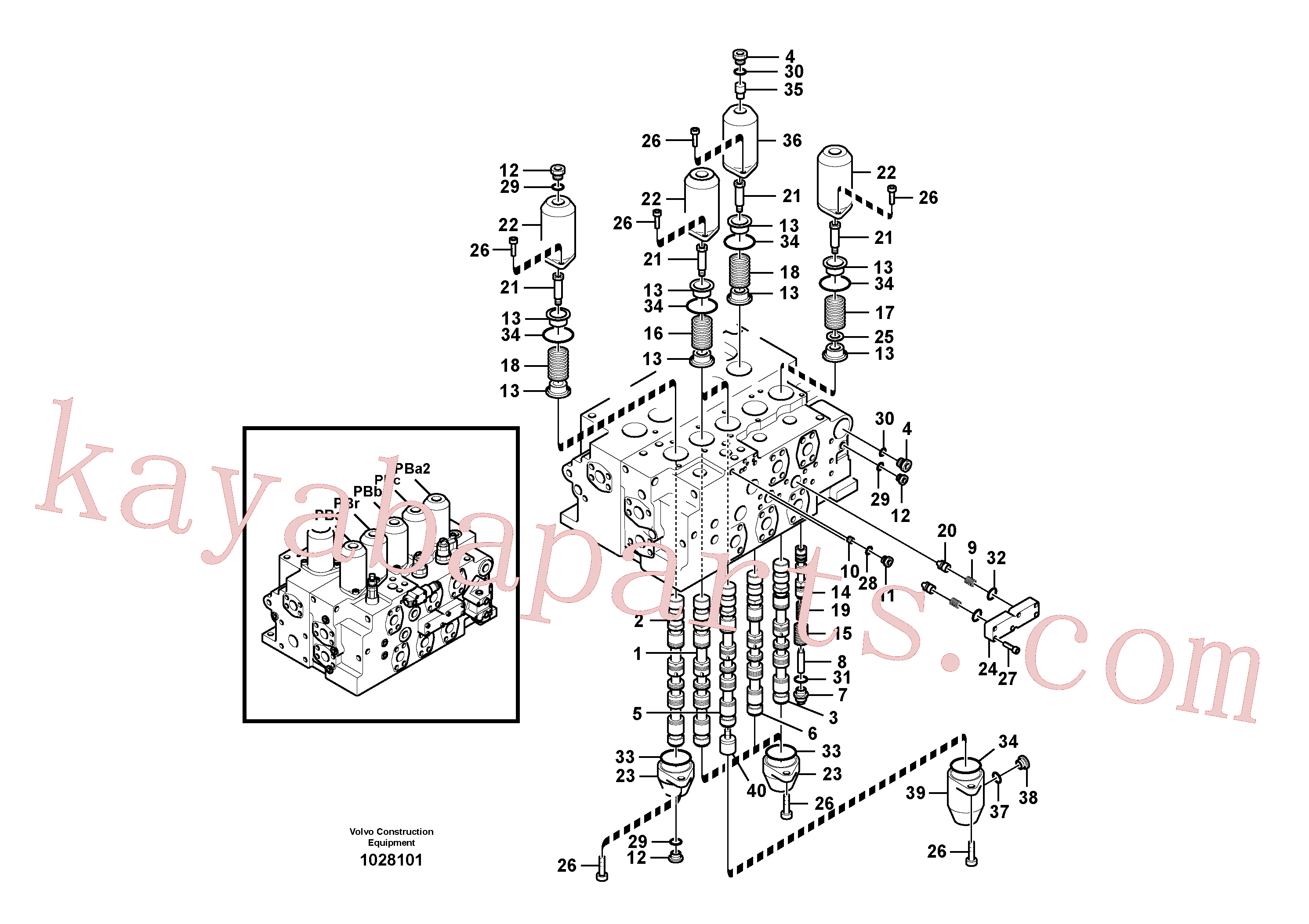 VOE14502381 for Volvo Main control valve, boom and bucket and travel Rh(1028101 assembly)