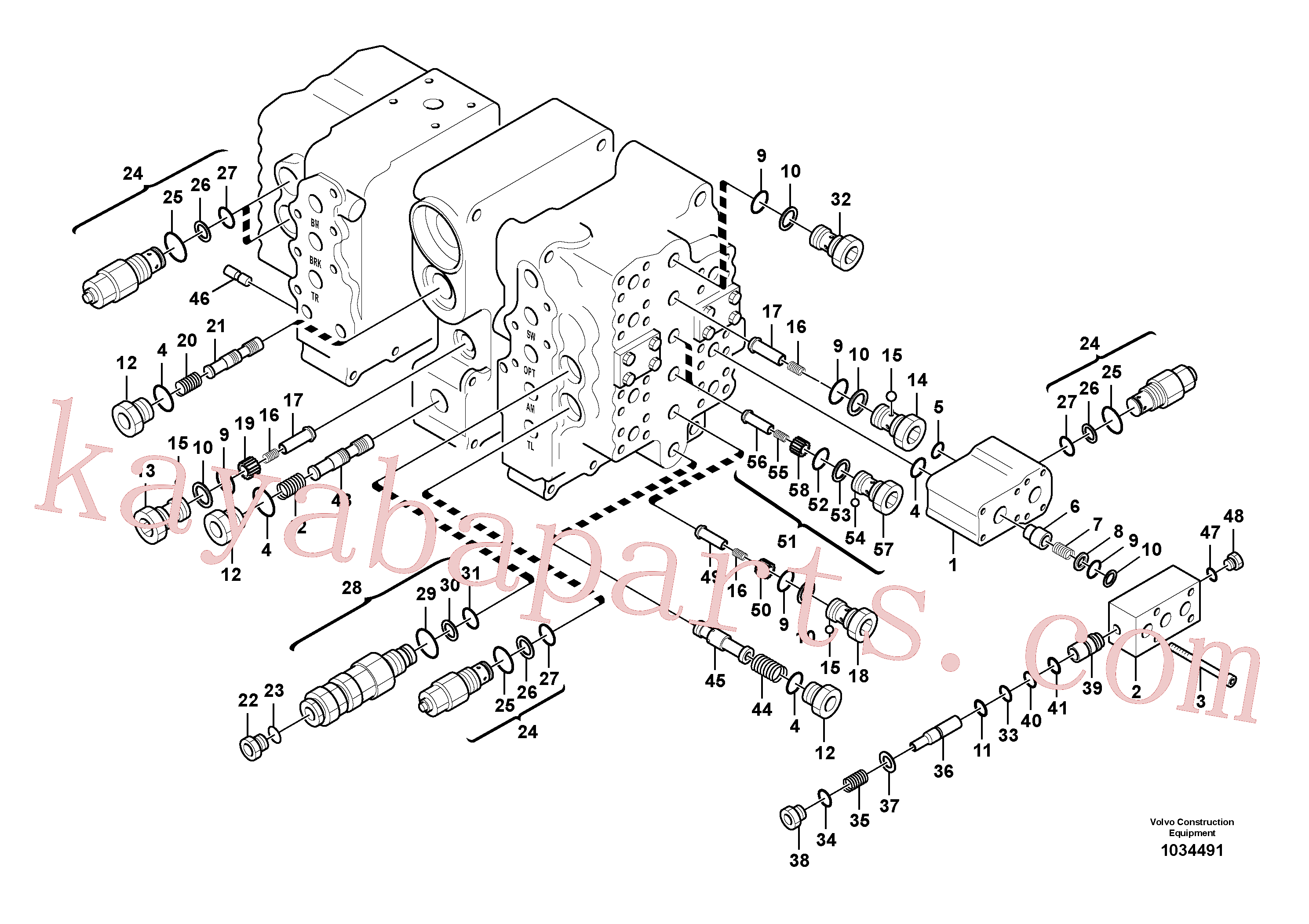 VOE14631045 for Volvo Main control valve, Main control valve, relief valve and dipper arm holding(1034491 assembly)