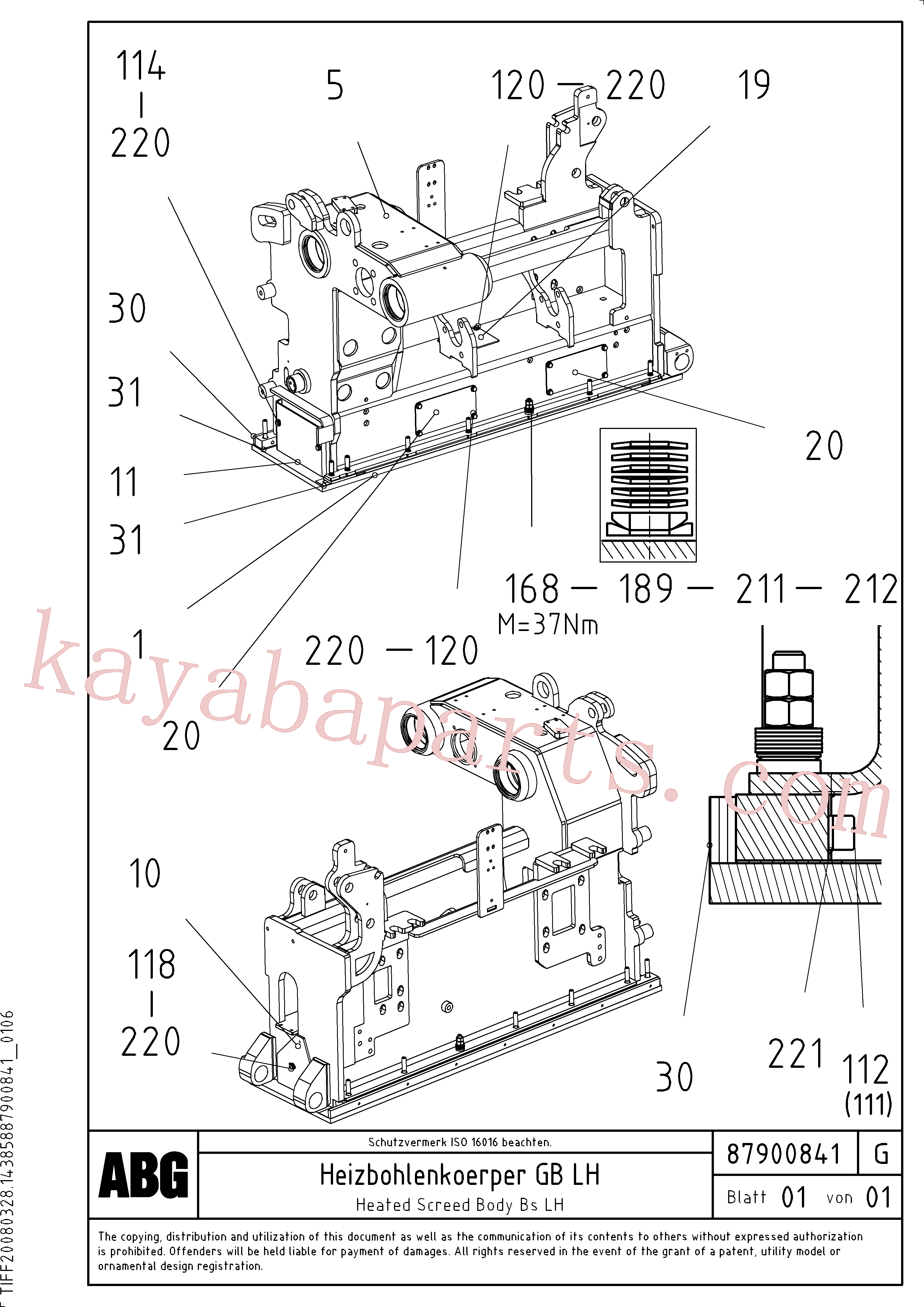 RM80854011 for Volvo Heated body for basic screed(1047848 assembly)
