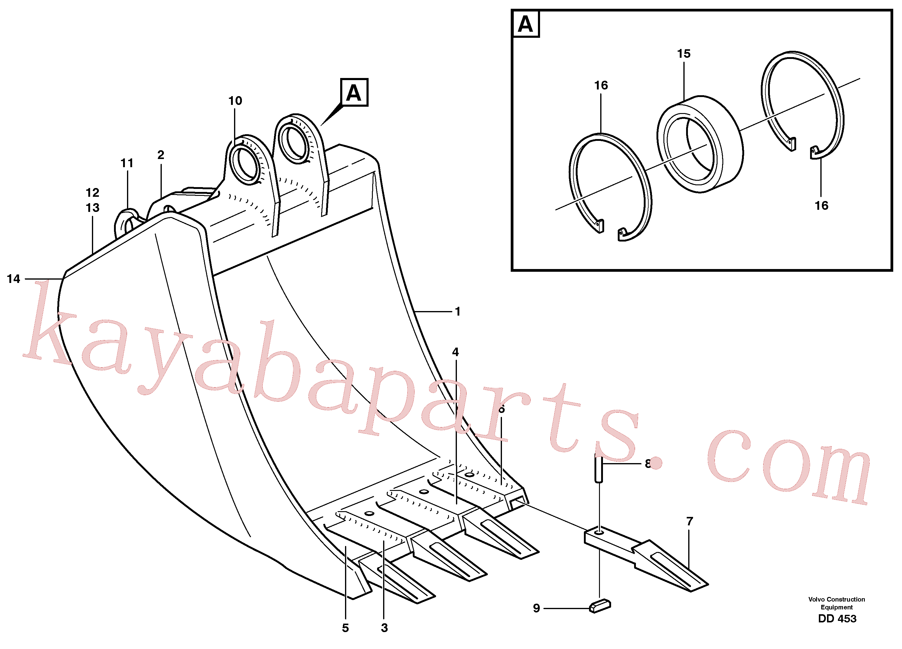 VOE14239975 for Volvo Buckets, direct fitting(DD453 assembly)