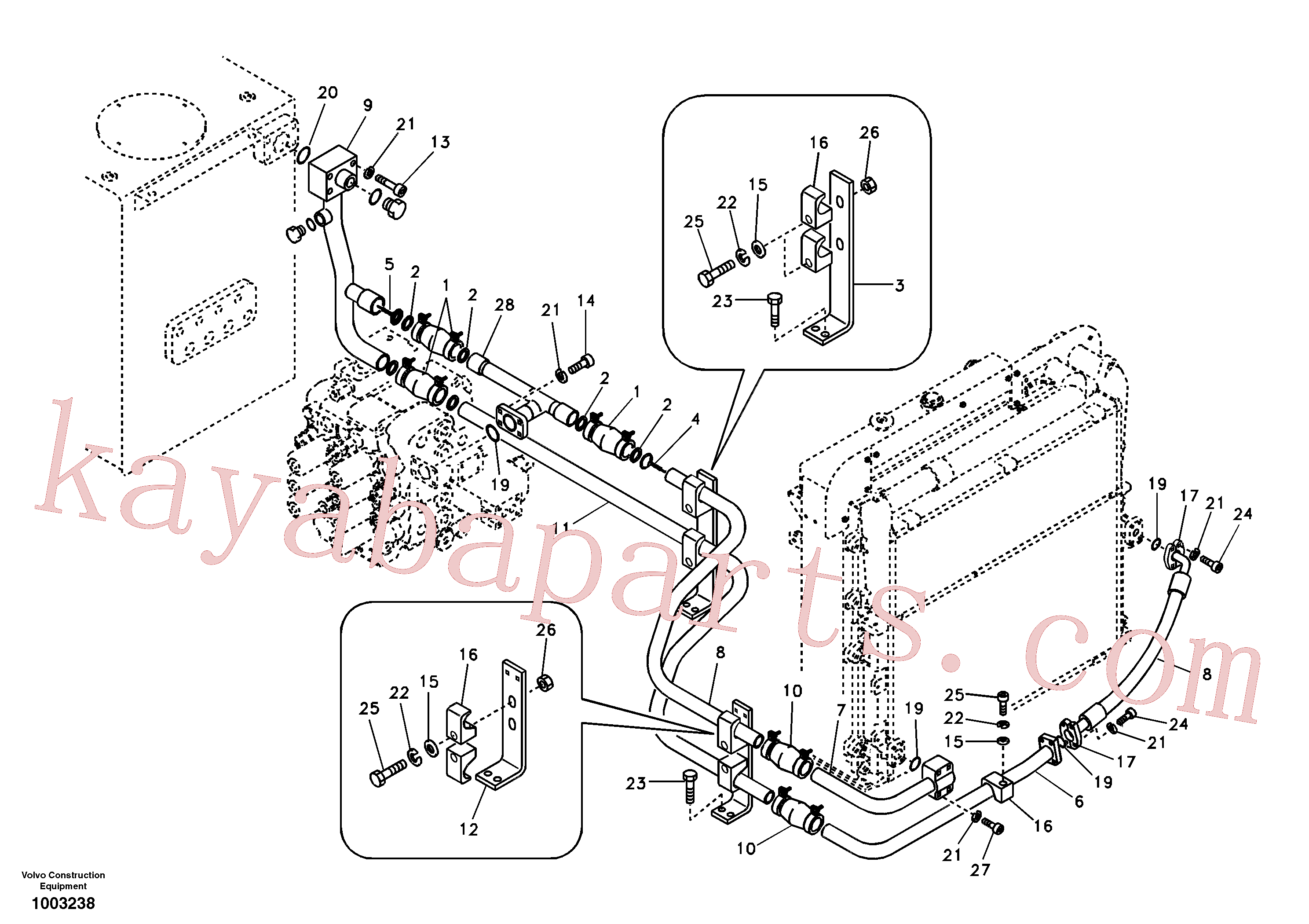 VOE14534854 for Volvo Hydraulic system, hydraulic tank to hydraulic oil cooler(1003238 assembly)