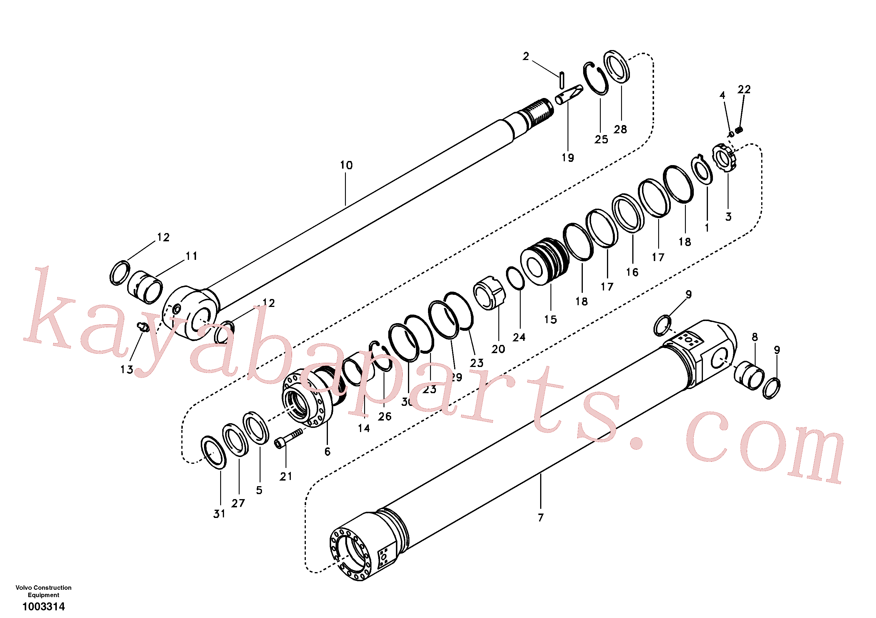 VOE14589135 for Volvo Dipper arm cylinder(1003314 assembly)
