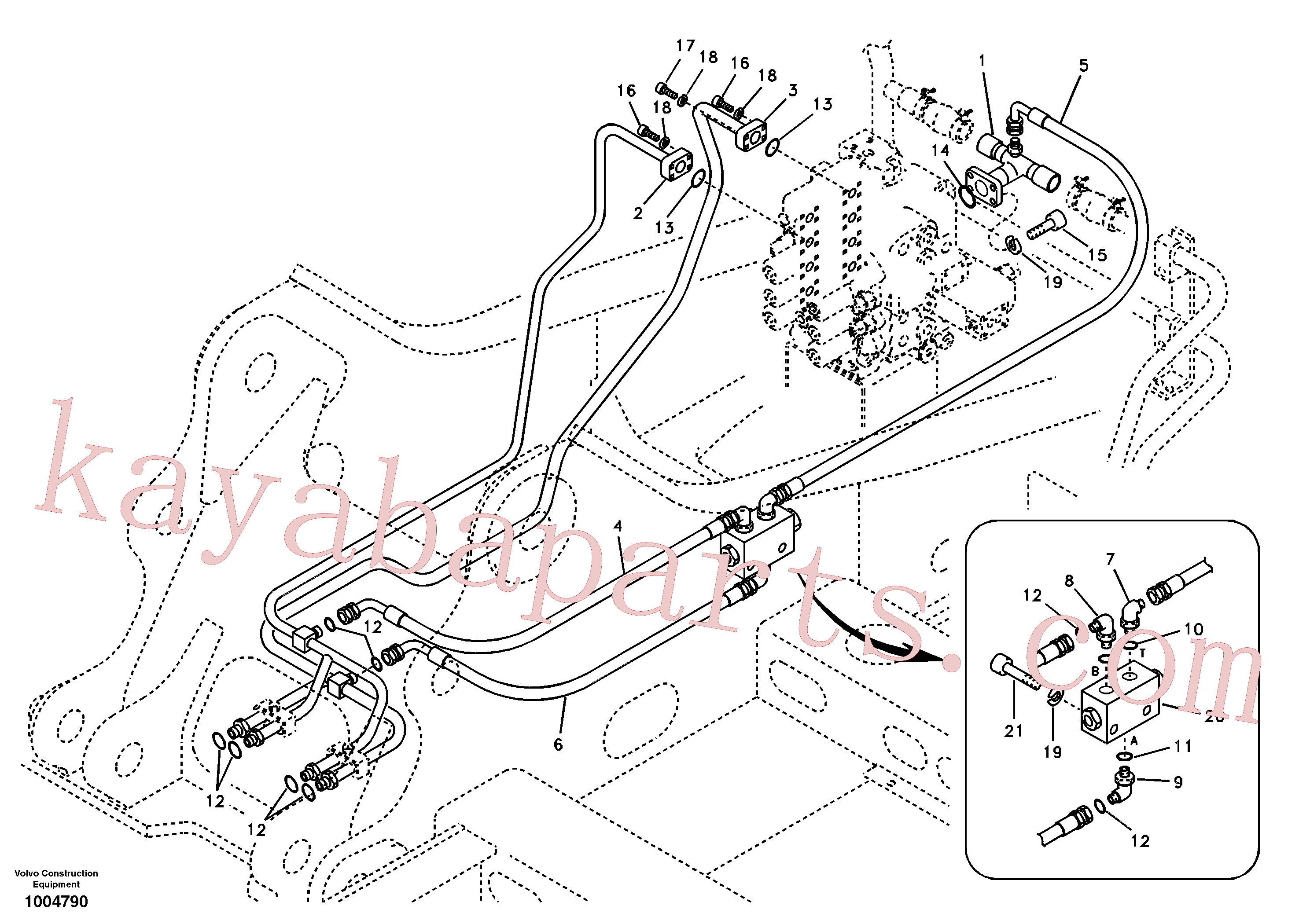 SA9403-05611 for Volvo Hydraulic system, control valve to boom and swing(1004790 assembly)