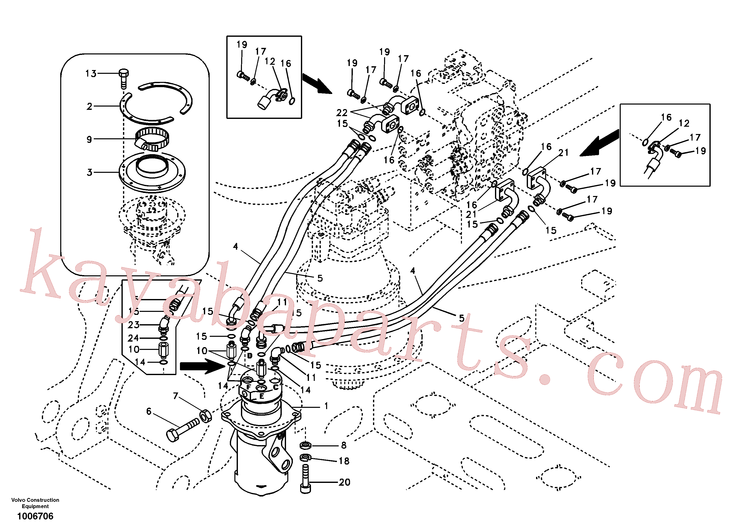 VOE14880113 for Volvo Turning joint line, control valve to turning joint(1006706 assembly)