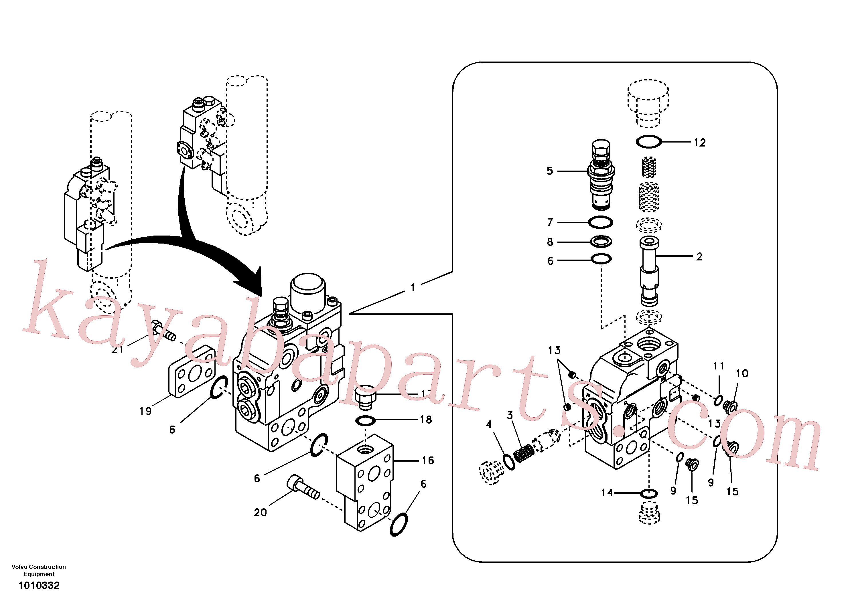 VOE14549886 for Volvo Working hydraulic, boom rupture valve mount(1010332 assembly)