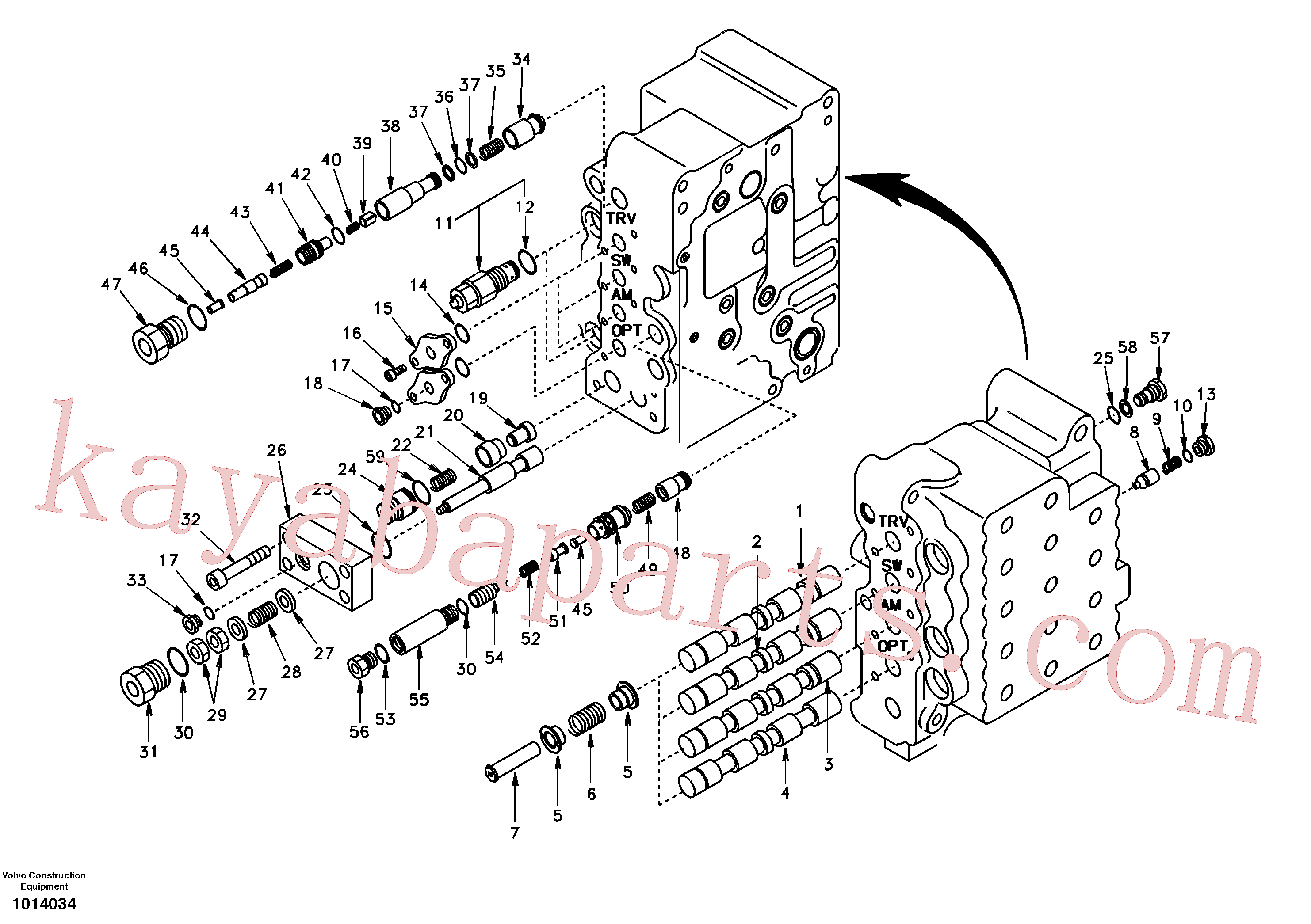 SA8230-11450 for Volvo Main control valve, swing and option and dipper arm and travel Lh(1014034 assembly)