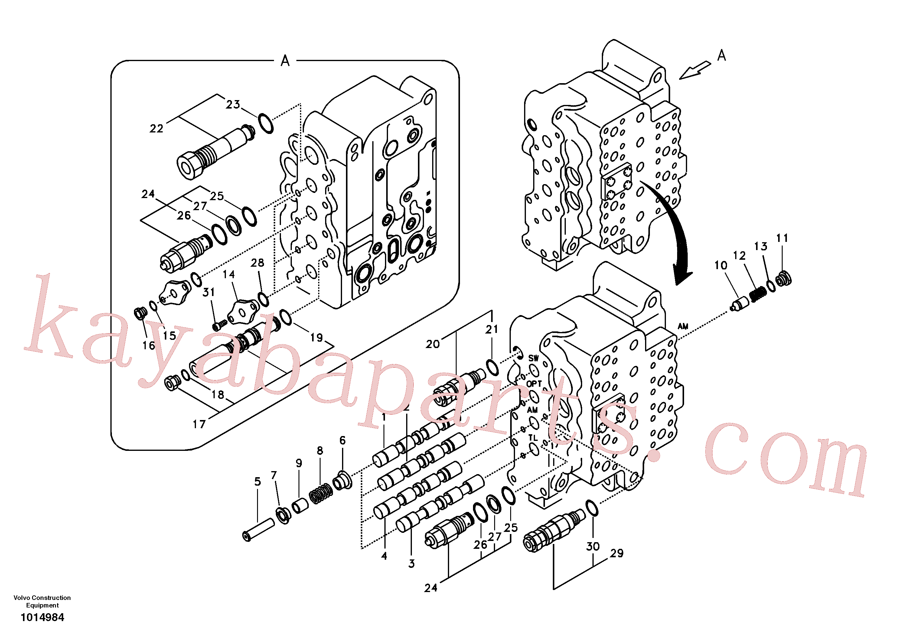 VOE14532821 for Volvo Main control valve, swing and option and dipper arm and travel Lh(1014984 assembly)