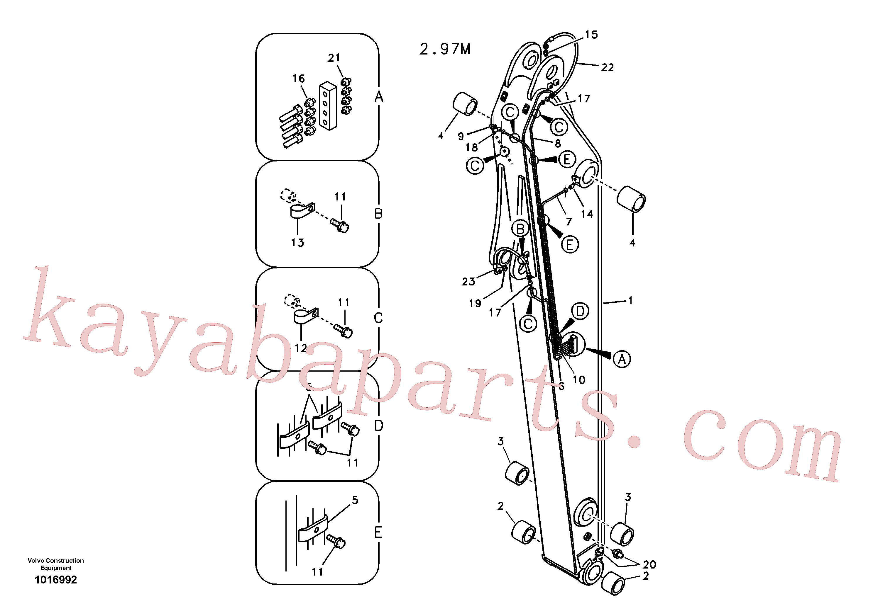 VOE14532022 for Volvo Dipper arm and grease piping with piping seat(1016992 assembly)