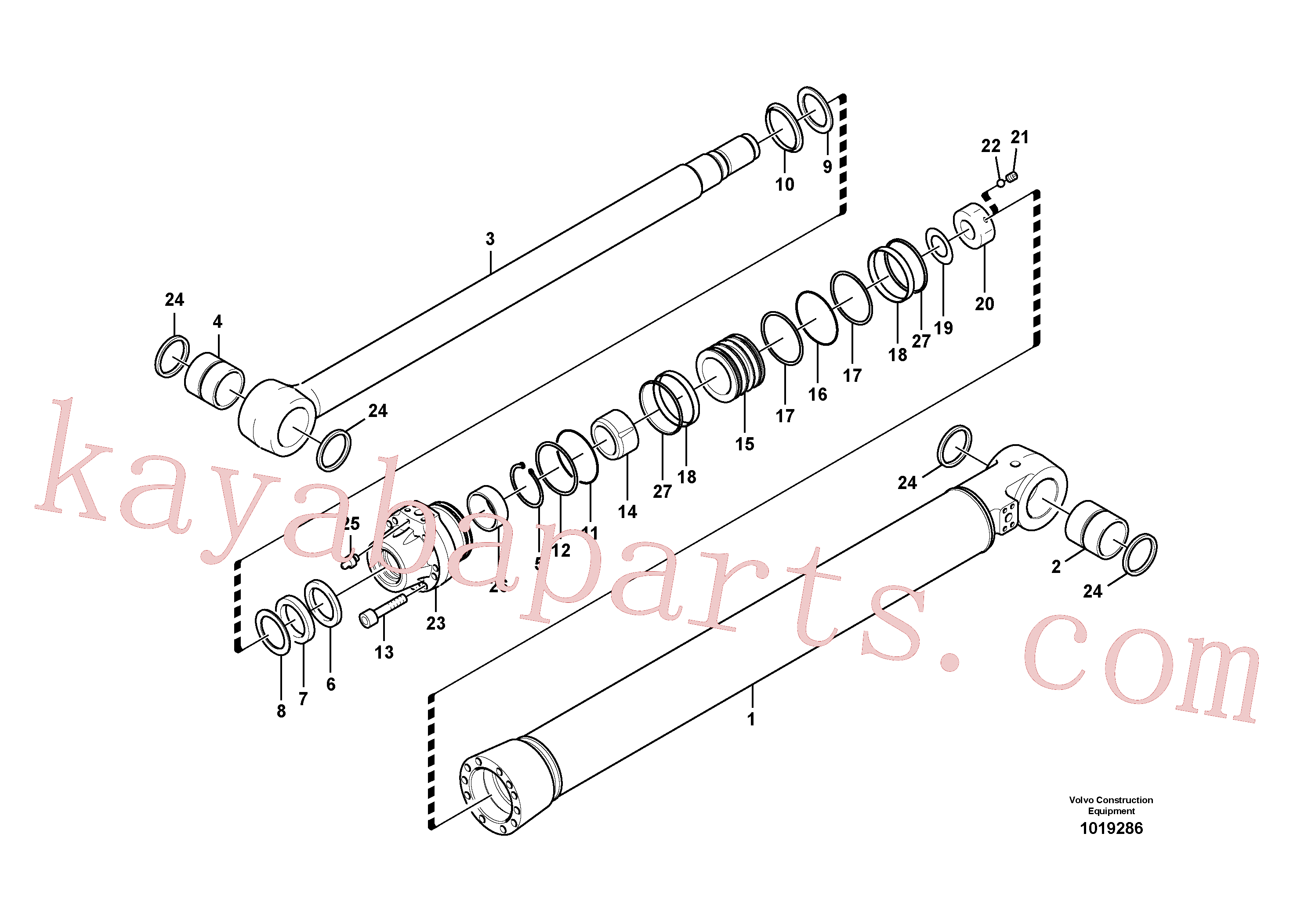 VOE14564682 for Volvo Dipper arm cylinder(1019286 assembly)