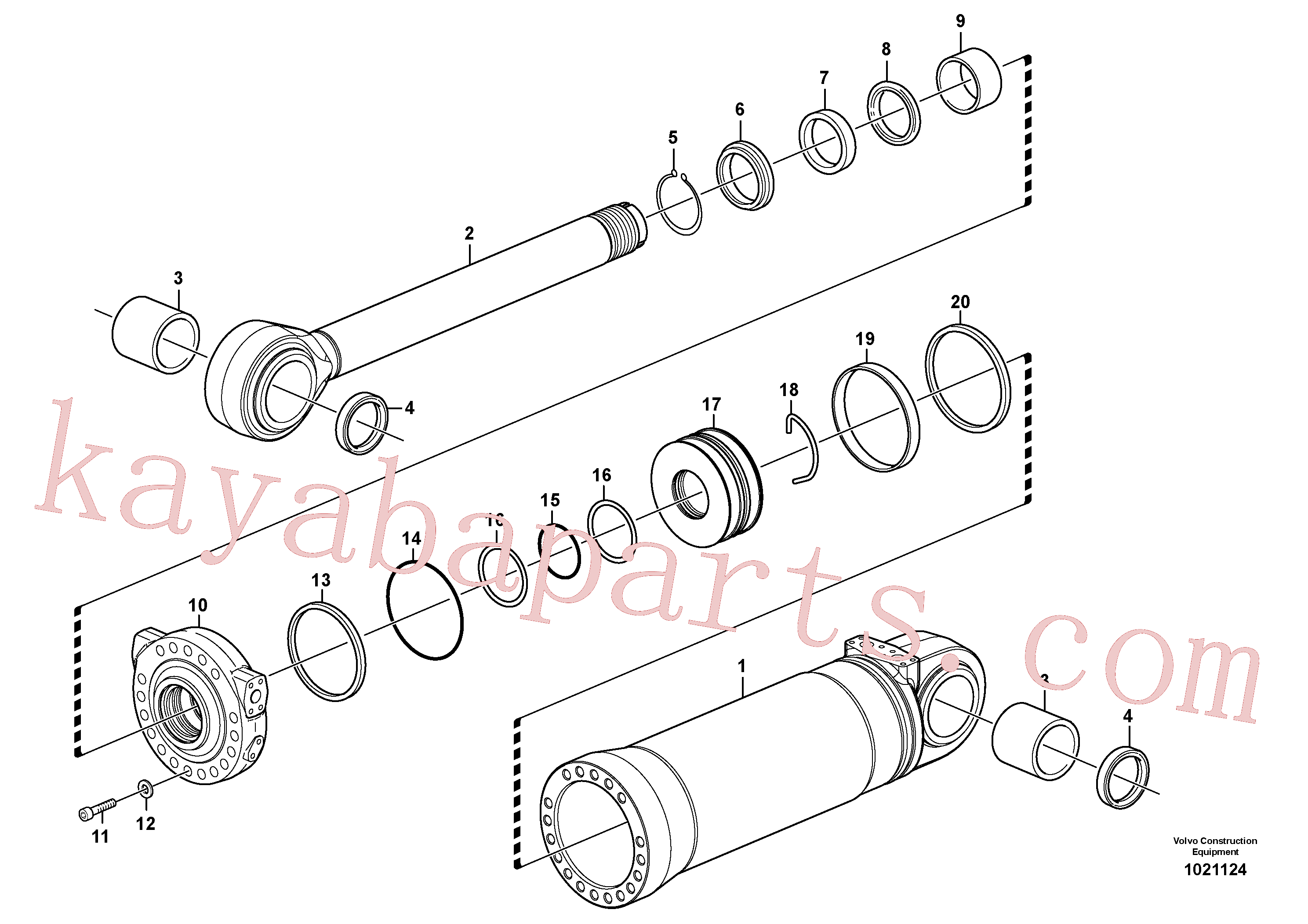 VOE11107376 for Volvo Hydraulic cylinder, tilting(1021124 assembly)