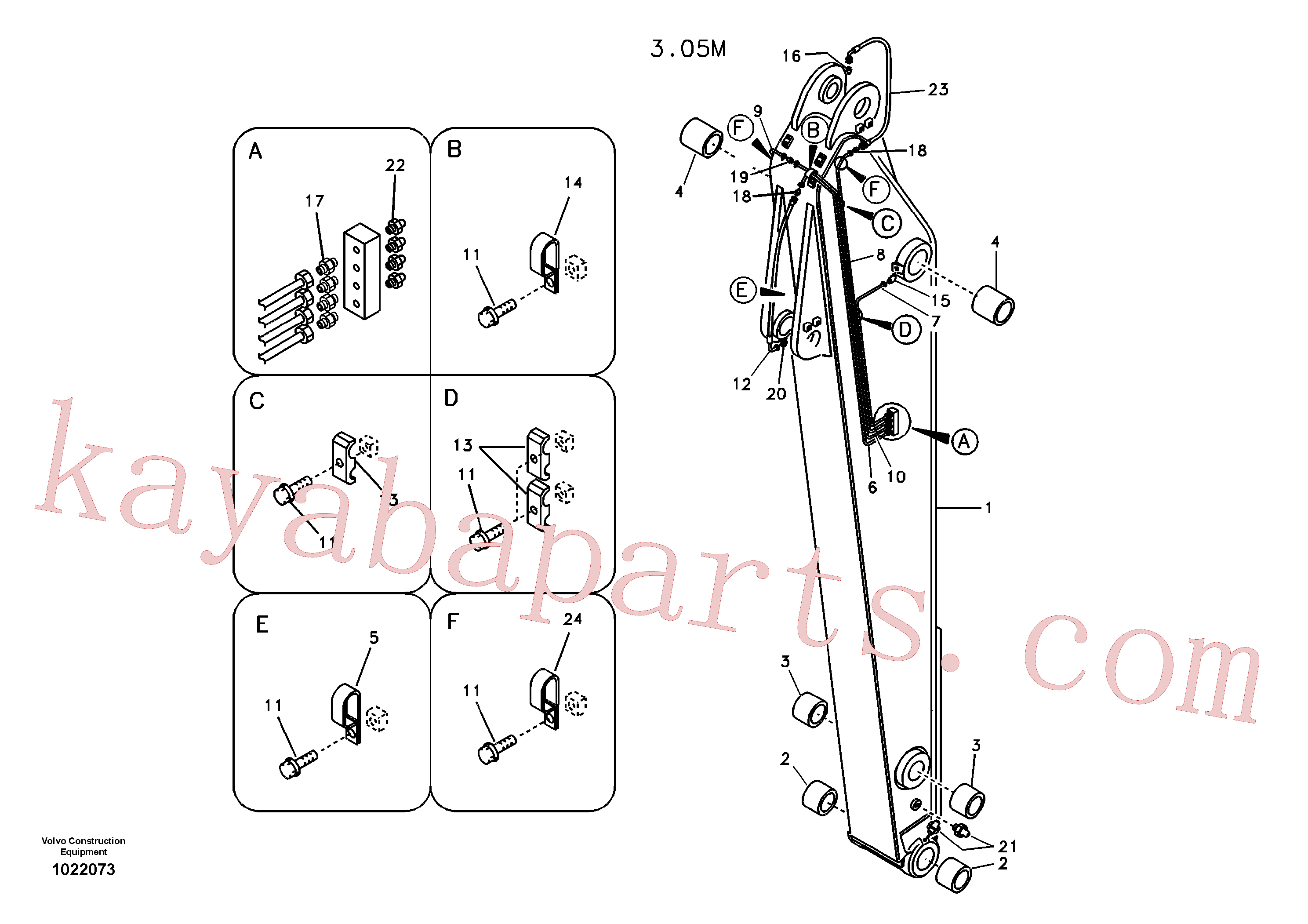 VOE14550166 for Volvo Dipper arm and grease piping with piping seat(1022073 assembly)