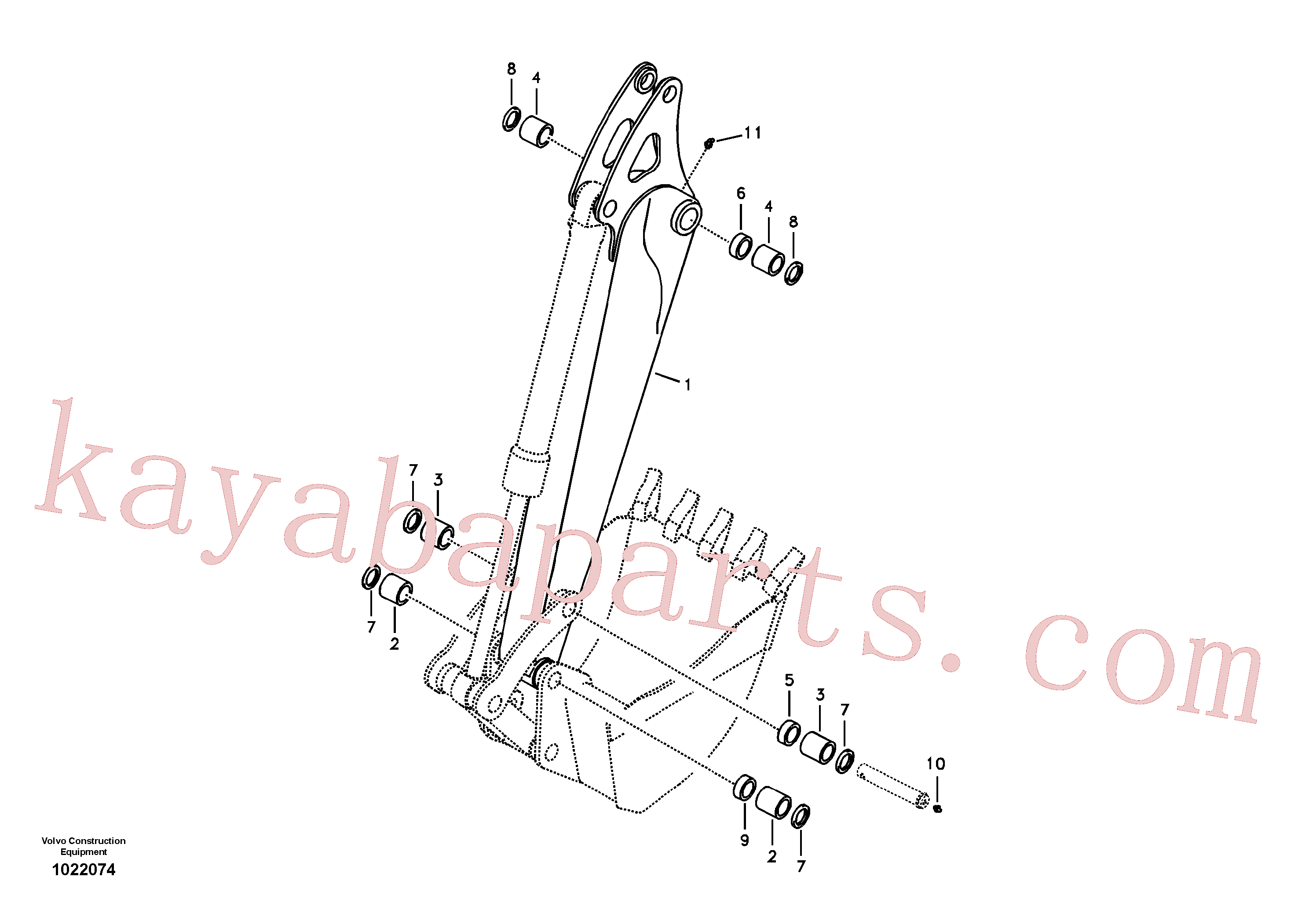 SA9625-11213 for Volvo Dipper arm and grease piping with piping seat(1022074 assembly)