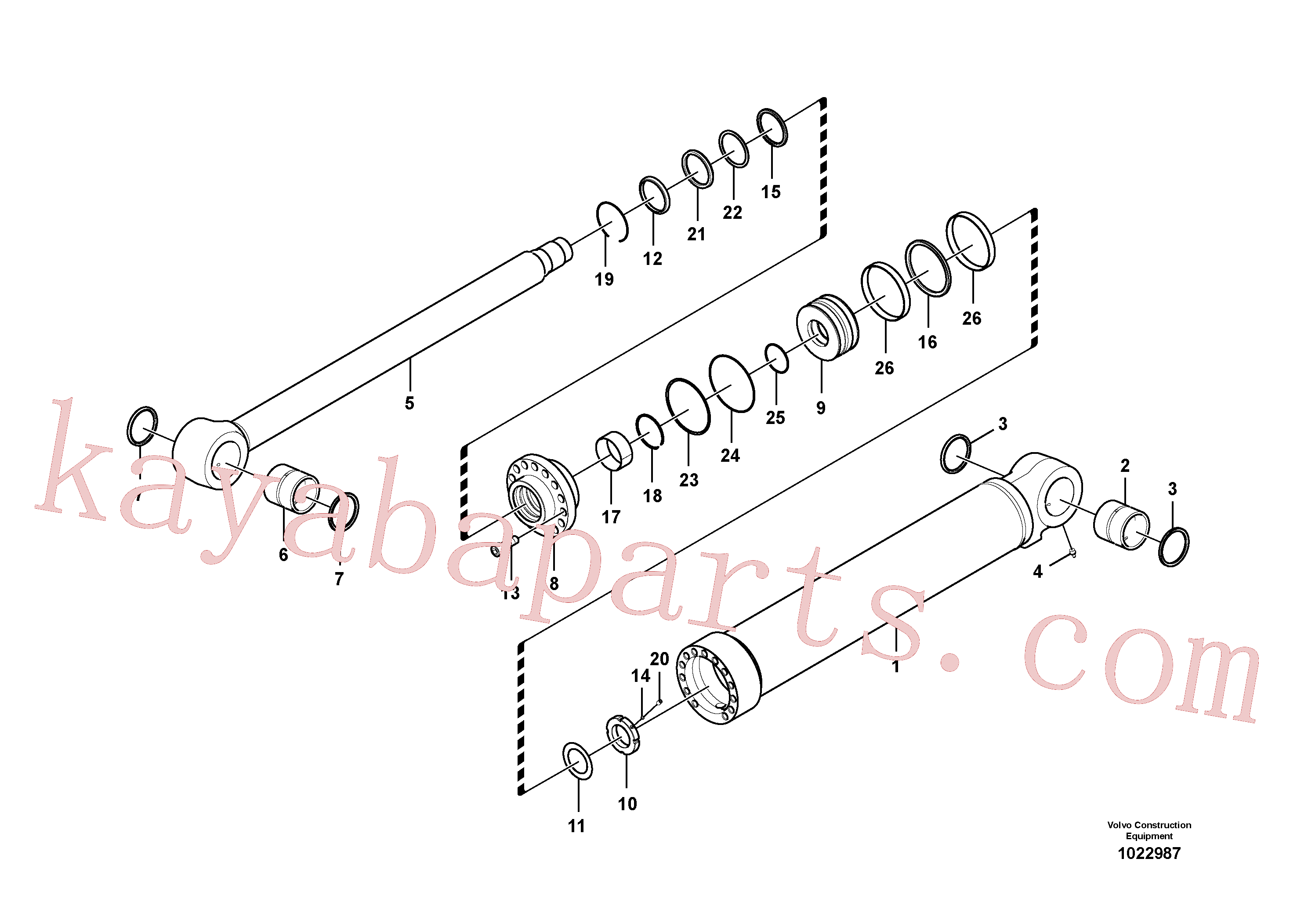 VOE14589123 for Volvo Boom cylinder, adjustable 2nd(1022987 assembly)