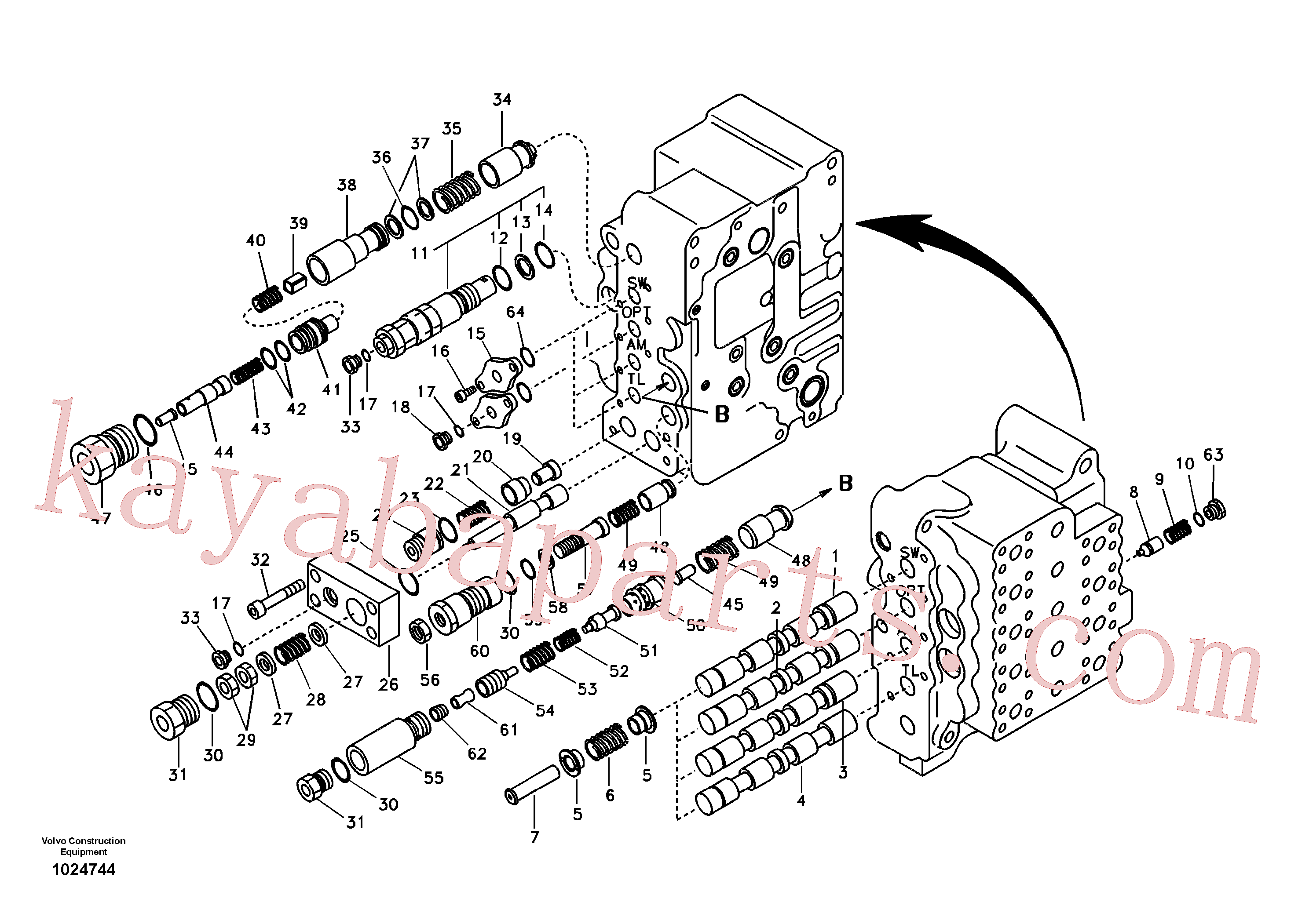 SA8230-13320 for Volvo Main control valve, swing and option and dipper arm and travel Lh(1024744 assembly)