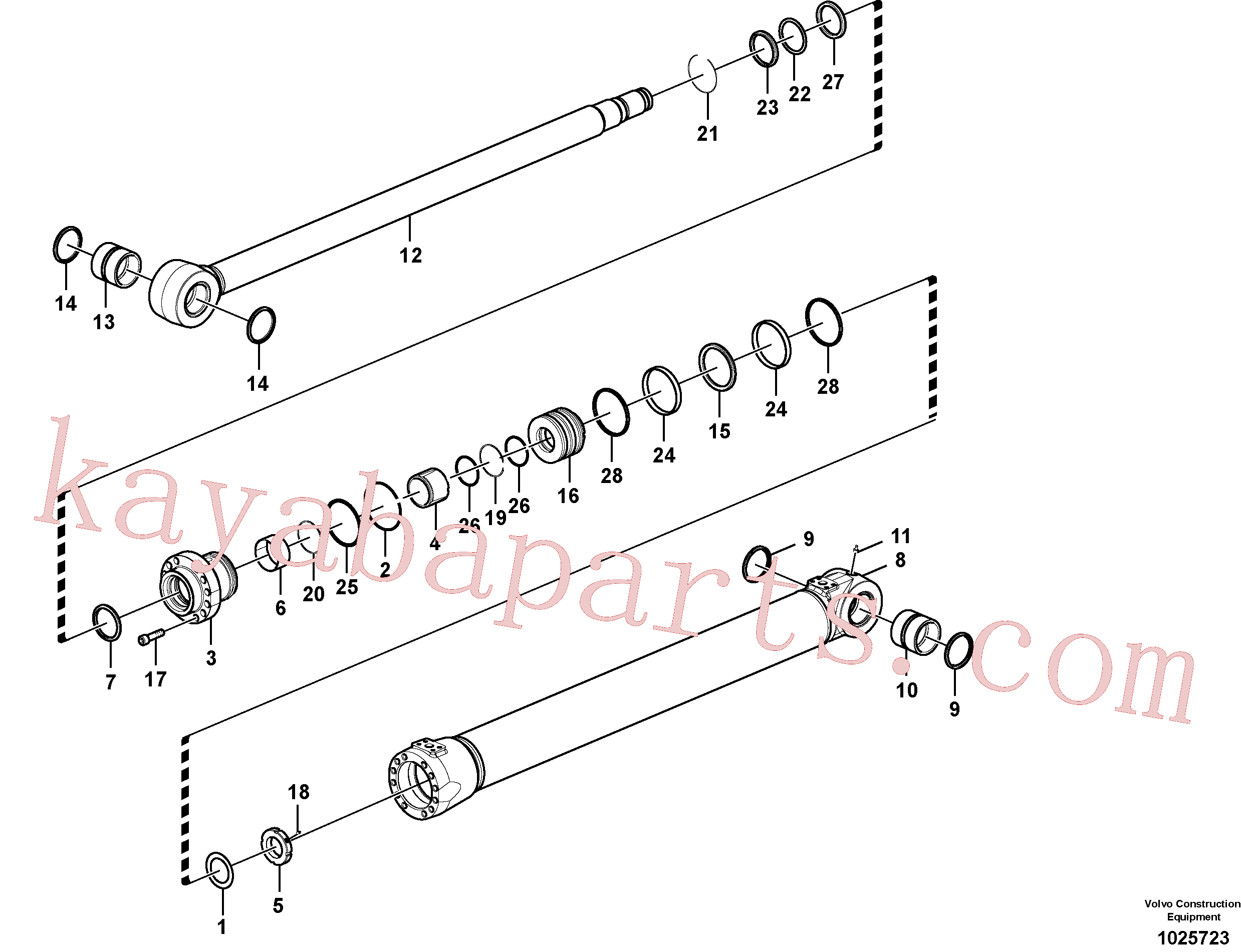 VOE14512072 for Volvo Boom cylinder(1025723 assembly)