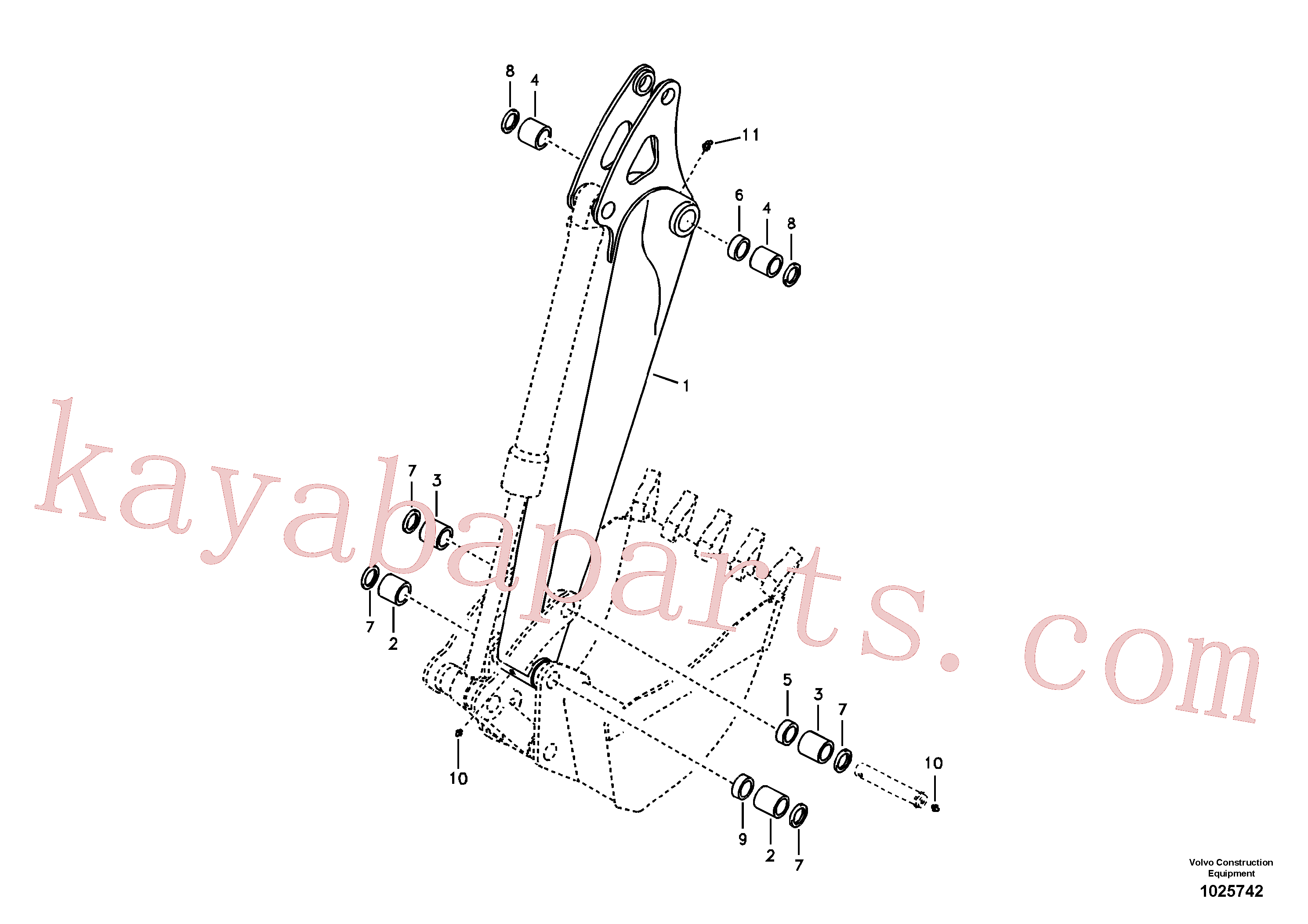 SA9625-11213 for Volvo Dipper arm and grease piping with piping seat(1025742 assembly)