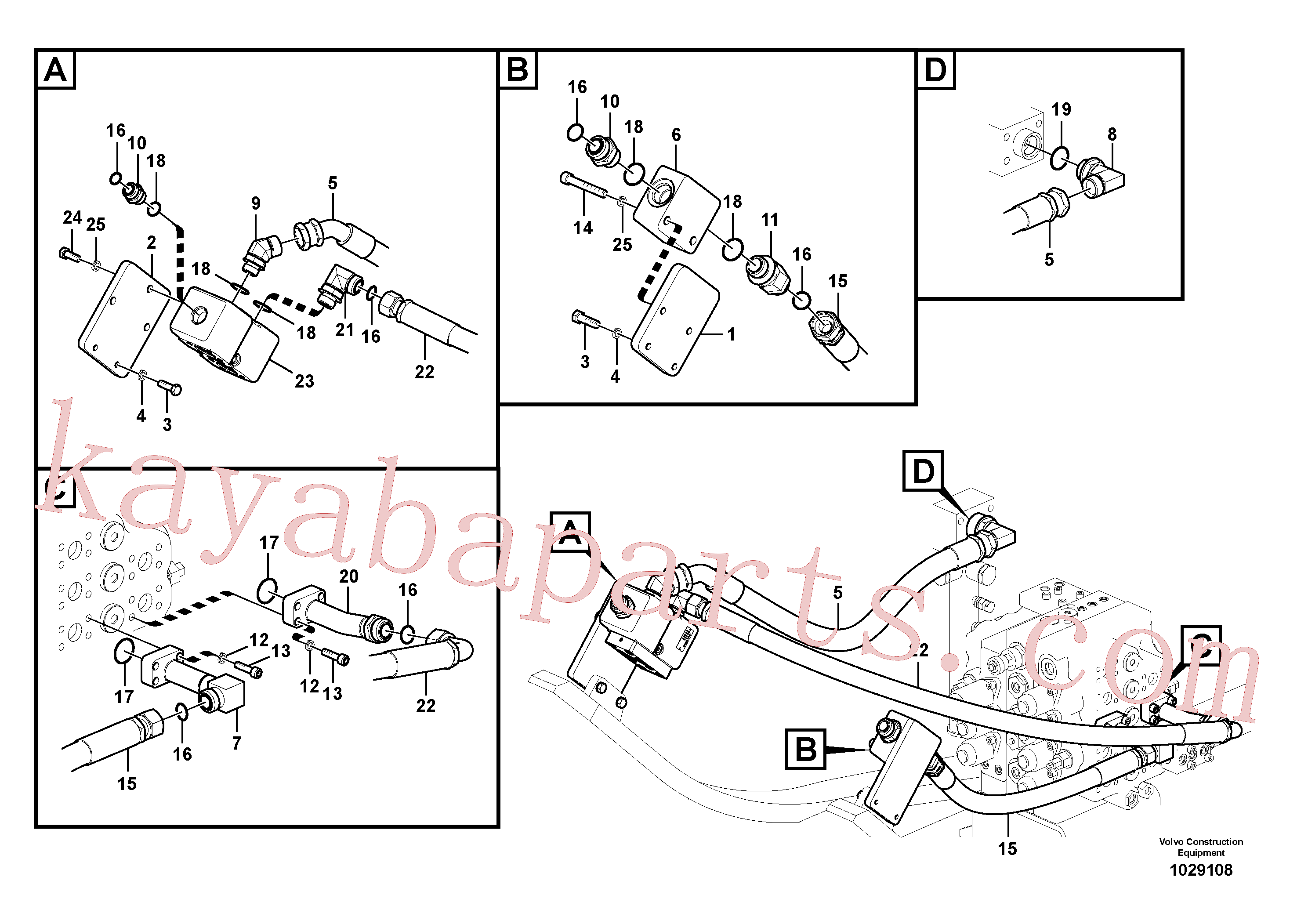 SA9452-07221 for Volvo Working hydraulic, hammer and shear for upper(1029108 assembly)