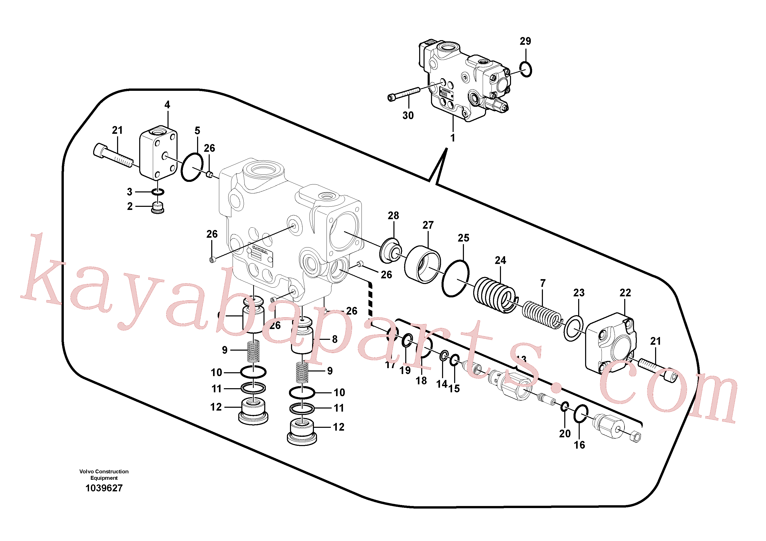 VOE14535270 for Volvo Working hydraulic, dipper arm rupture valve mount.(1039627 assembly)