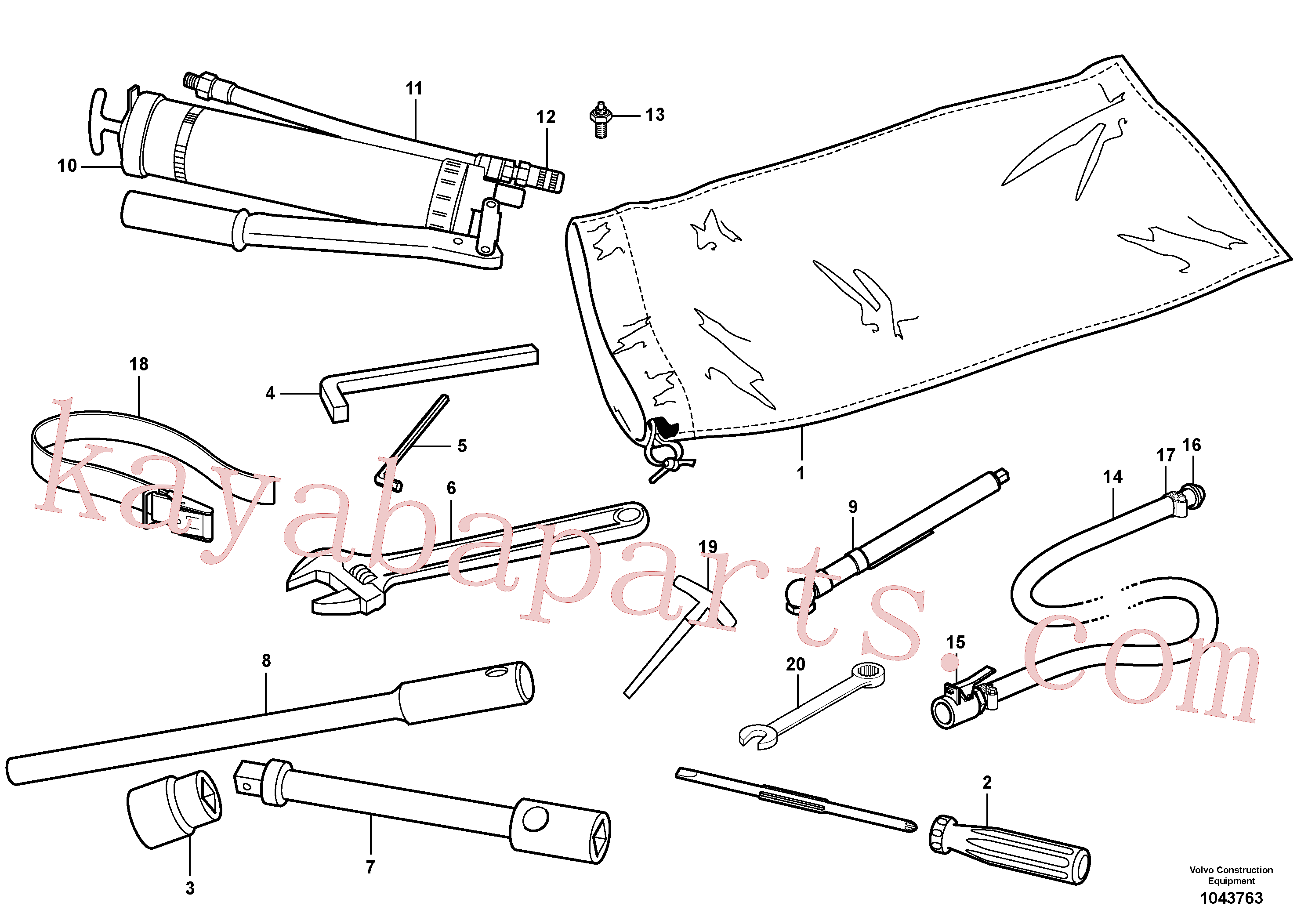 VOE190708 for Volvo Tool kit(1043763 assembly)