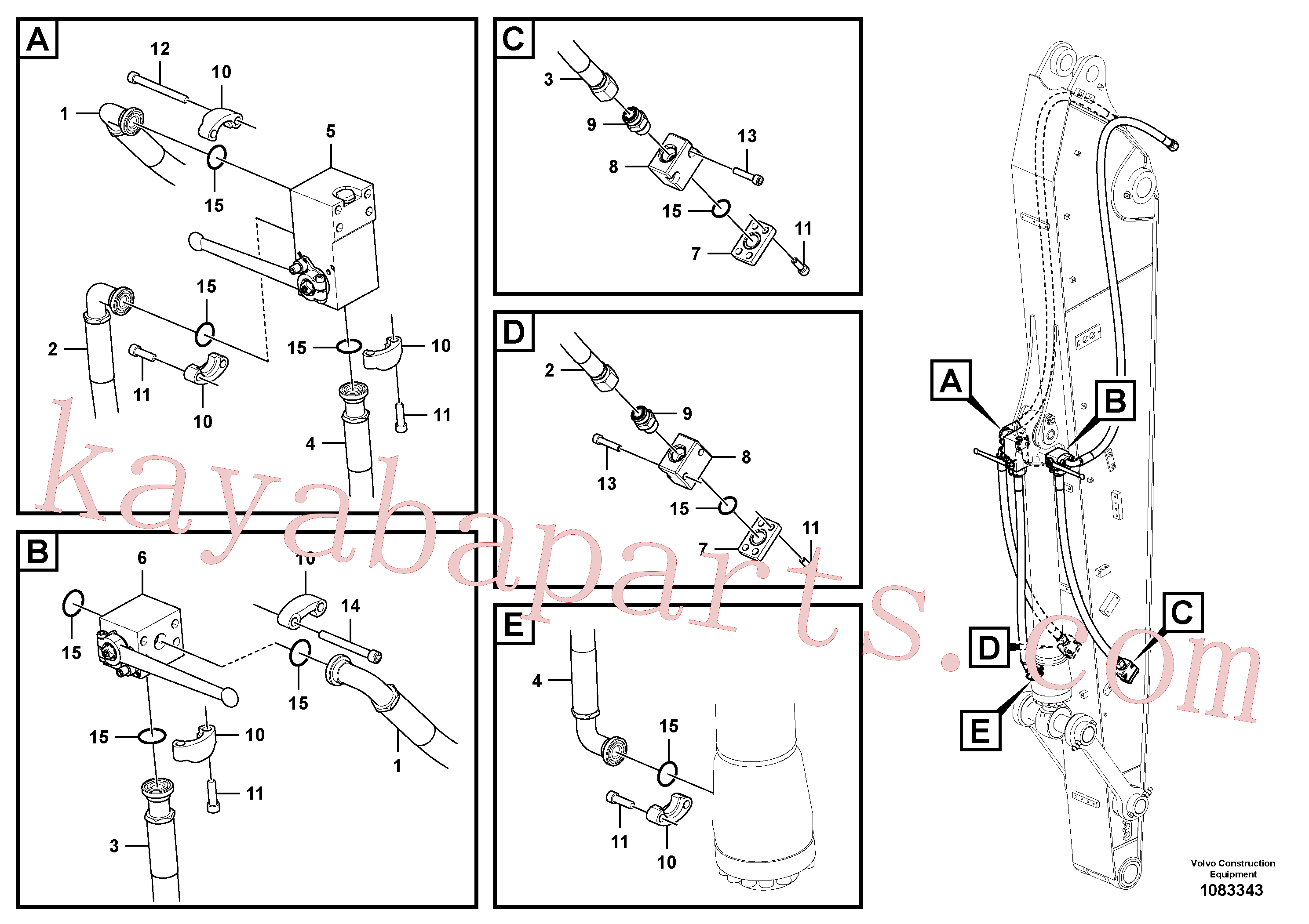 VOE14389880 for Volvo Working hydraulics, bucket cylinder grab(1083343 assembly)