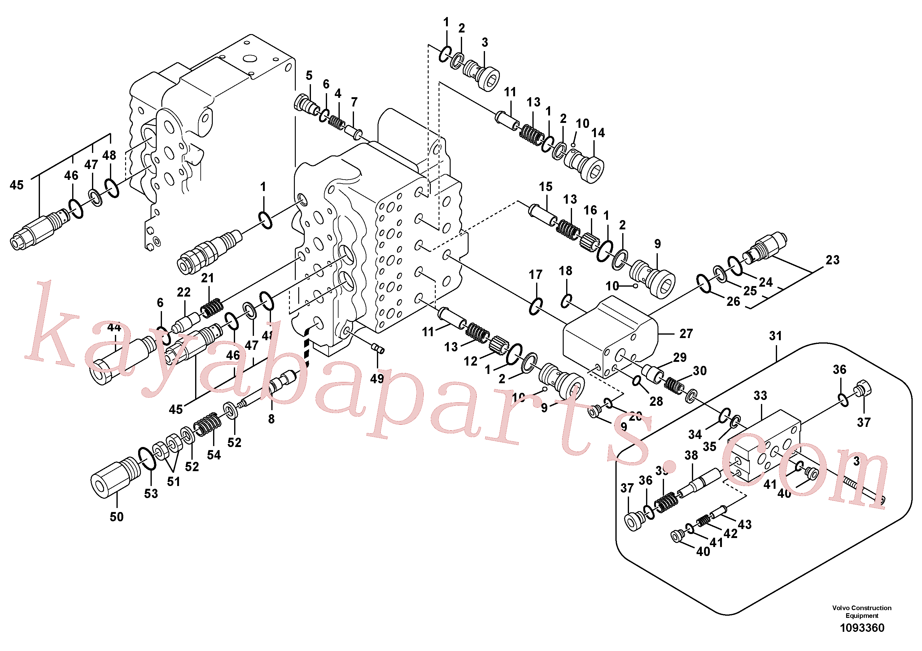 VOE14535496 for Volvo Main control valve, relief valve and dipper arm holding(1093360 assembly)