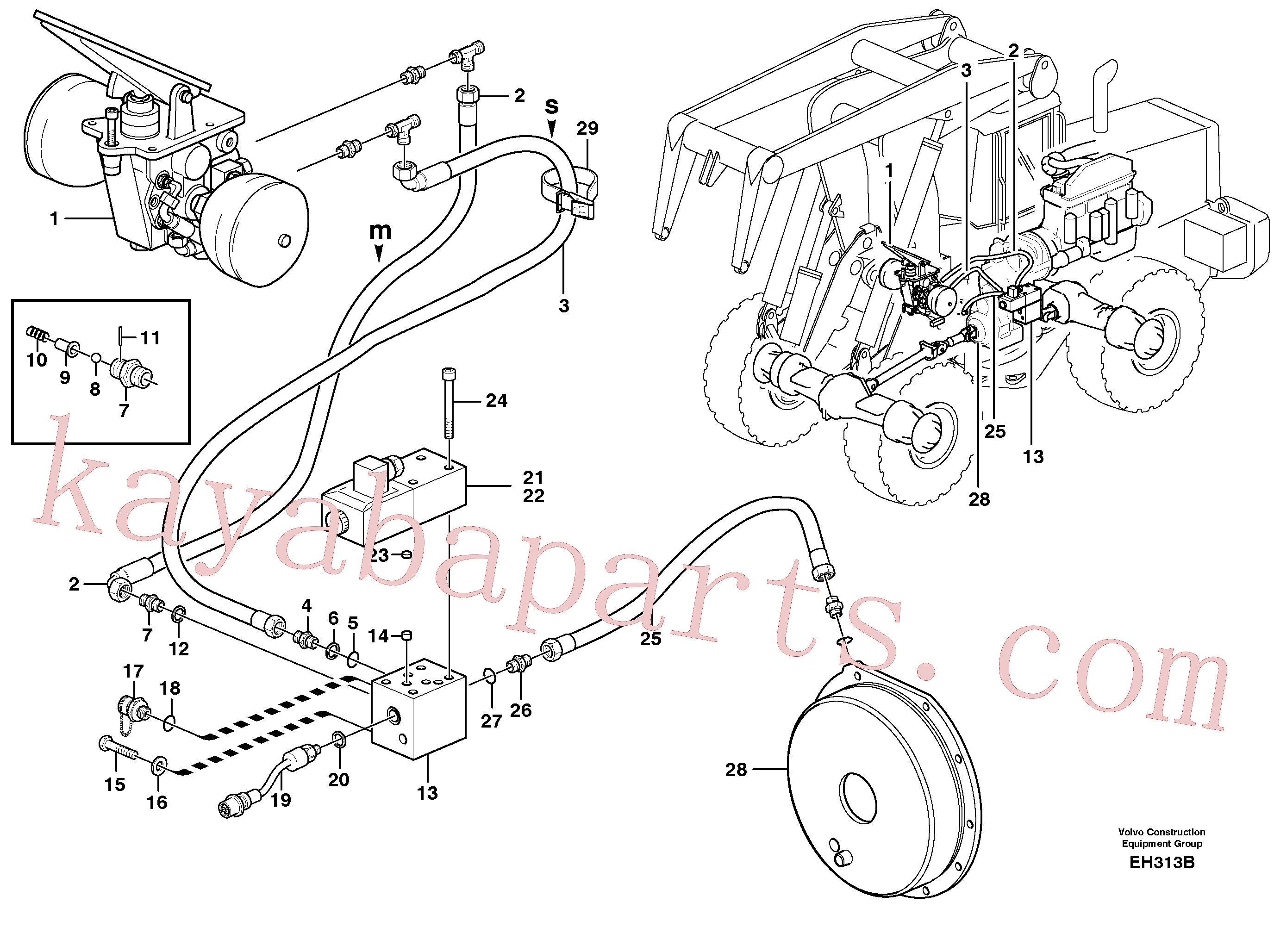 VOE13933686 for Volvo Brake hoses, parking brake(EH313B assembly)