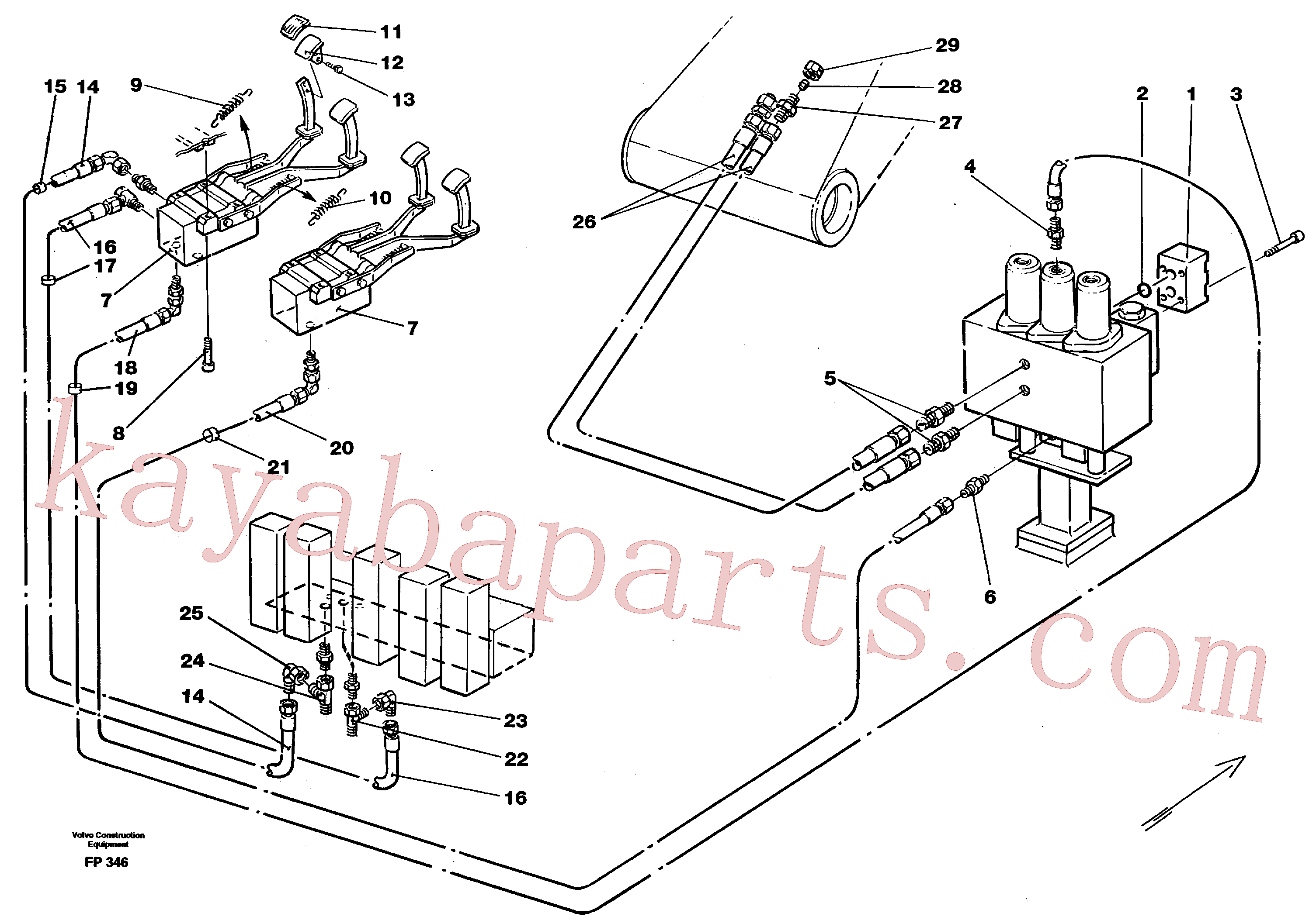 VOE14213151 for Volvo Slope bucket/rotating grab hydraulics in base machine(FP346 assembly)