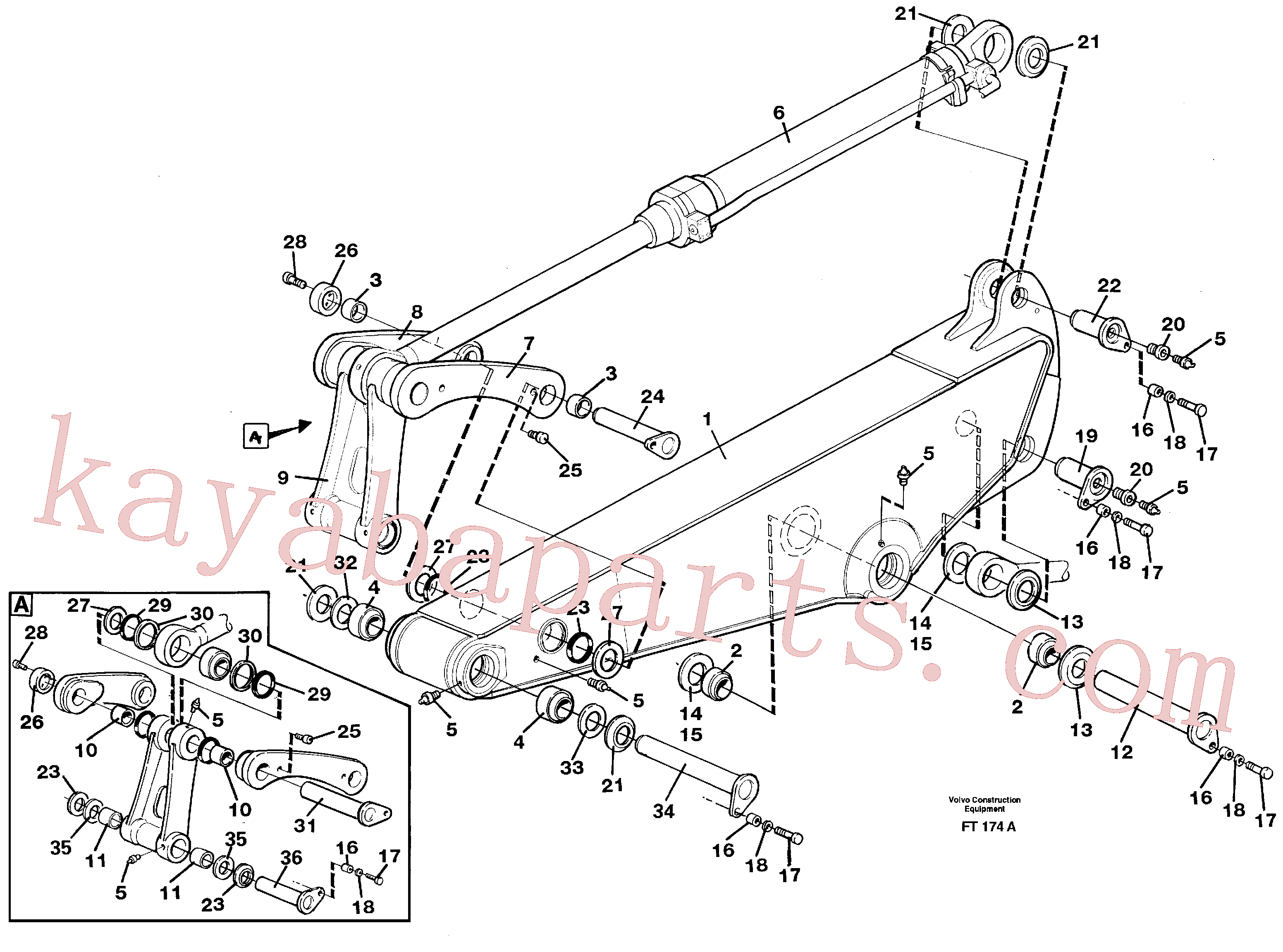 VOE13946124 for Volvo Backhoe dipper arm incl. connections, 2,2m 2,4m 2,9m 3,5m(FT174A assembly)