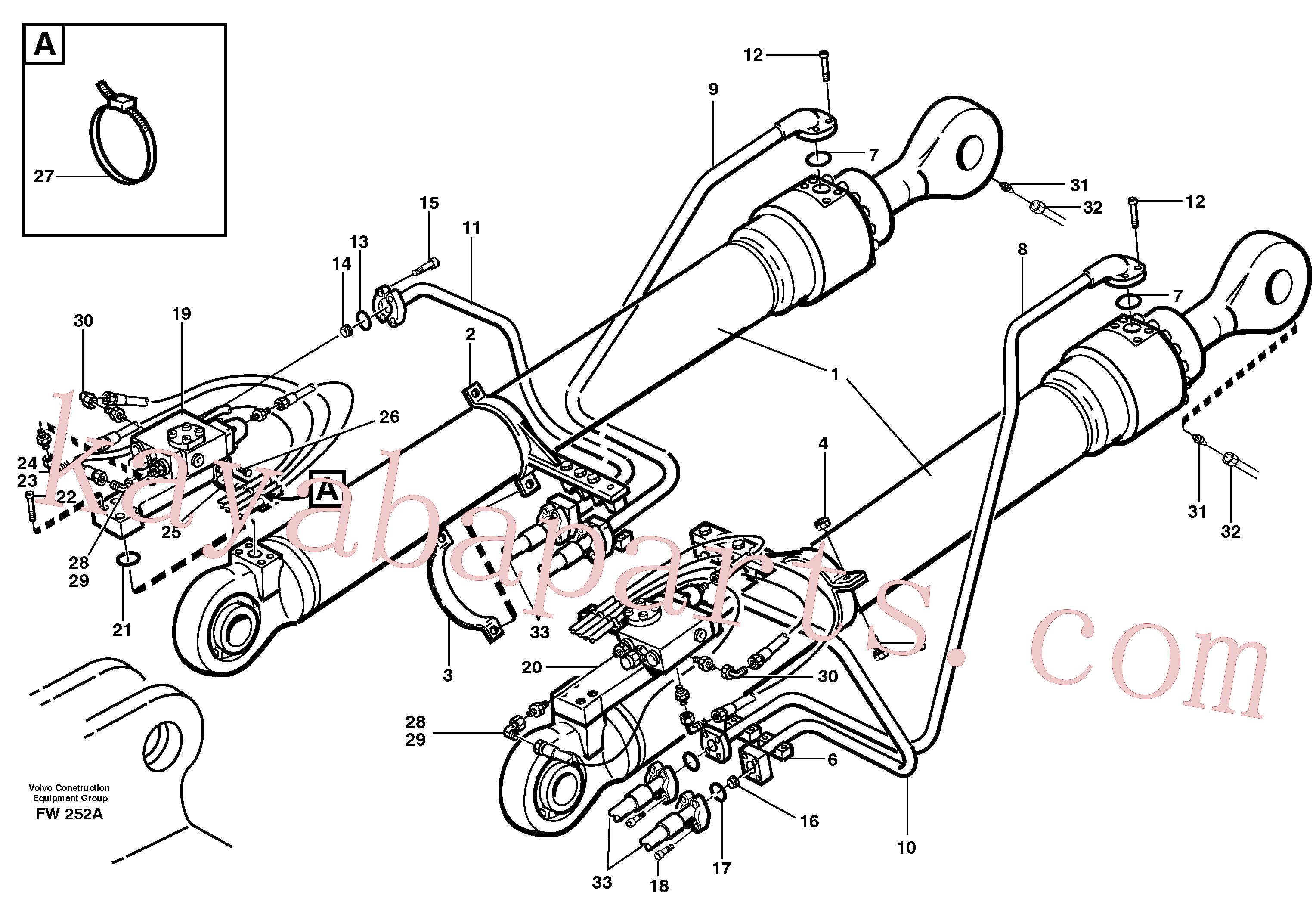 VOE14343862 for Volvo Cylinder hydraulics, backhoe boom(FW252A assembly)