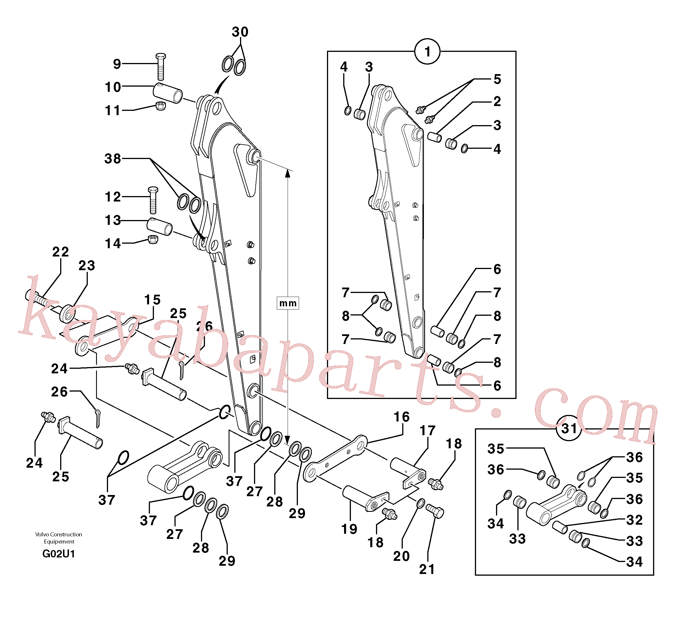 PJ3750046 for Volvo Dipper arm(G02U1 assembly)