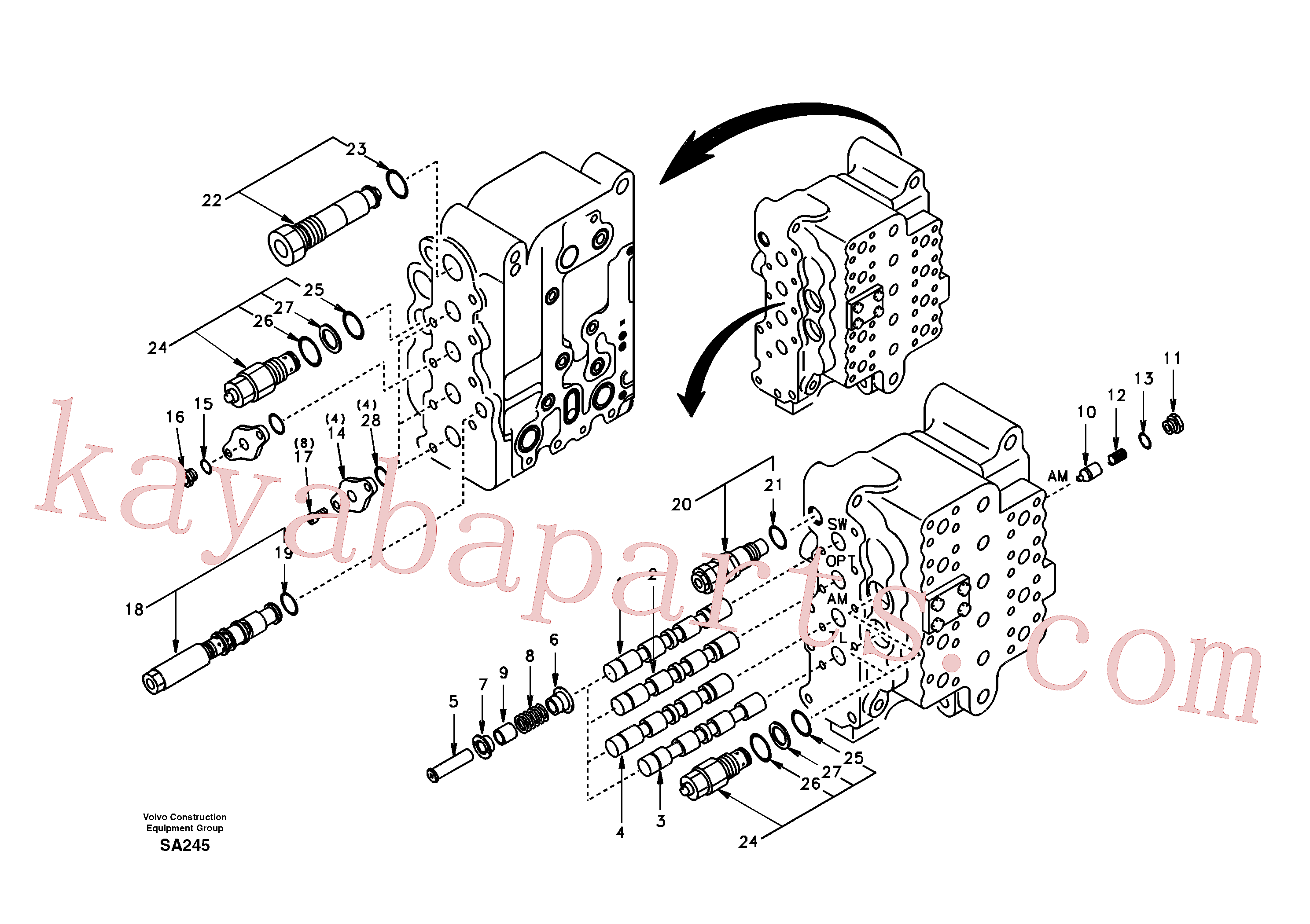 SA7272-03030 for Volvo Main control valve, swing and option and dipper arm and travel Lh(SA245 assembly)