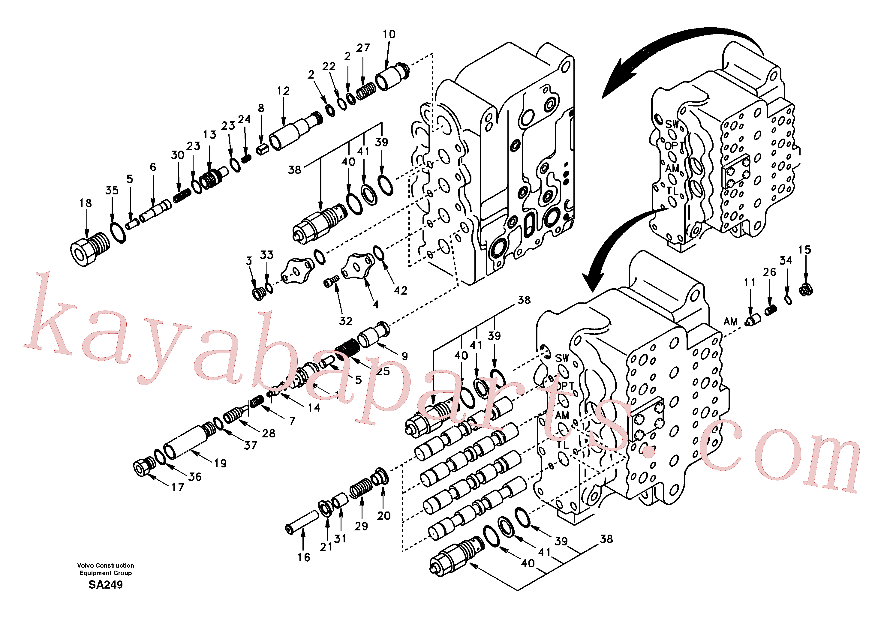 SA8230-12270 for Volvo Main control valve, swing and option and dipper arm and travel Lh(SA249 assembly)