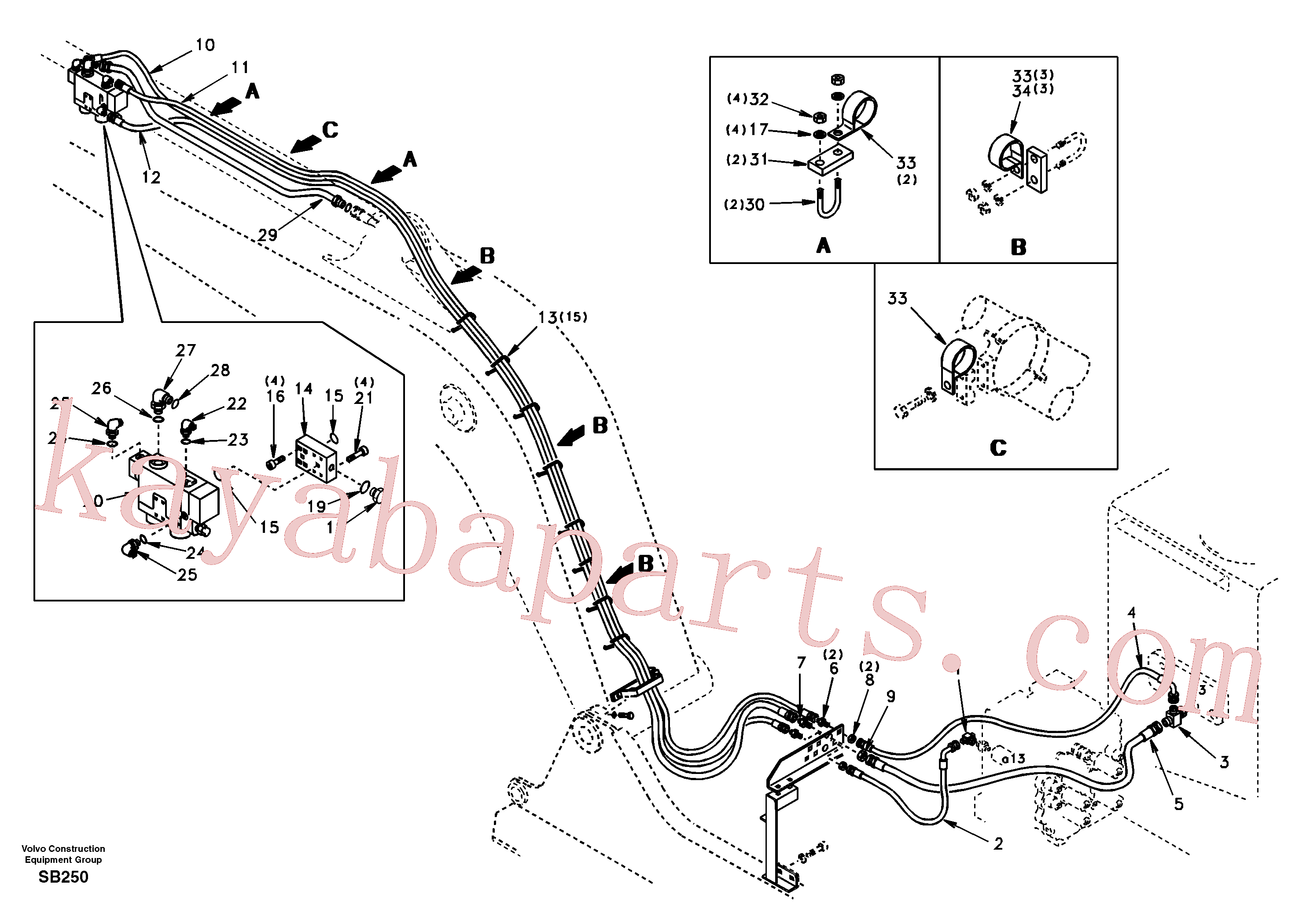 SA1174-51182 for Volvo Working hydraulic, dipper arm rupture(SB250 assembly)
