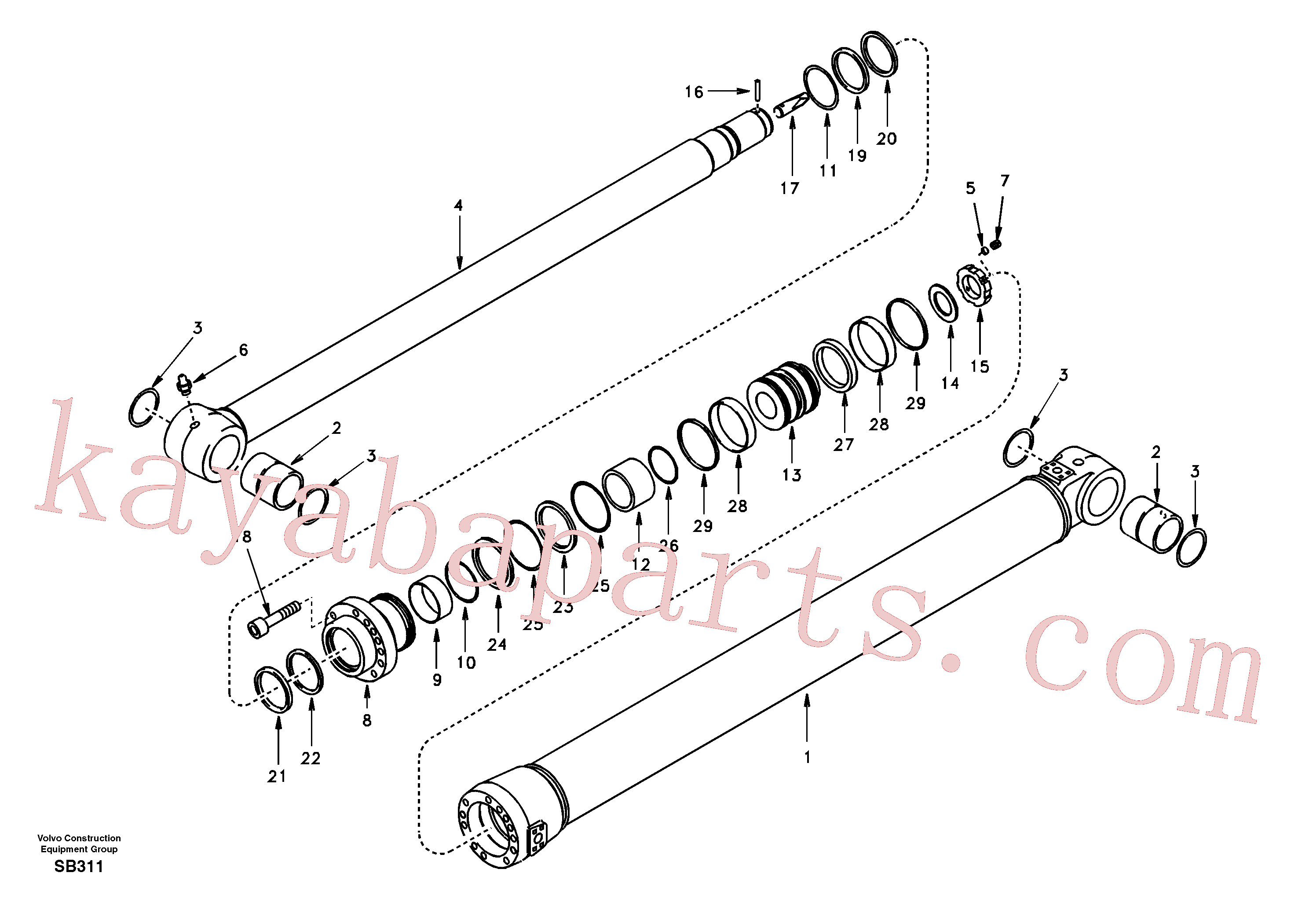 SA1146-06590 for Volvo Dipper arm cylinder(SB311 assembly)