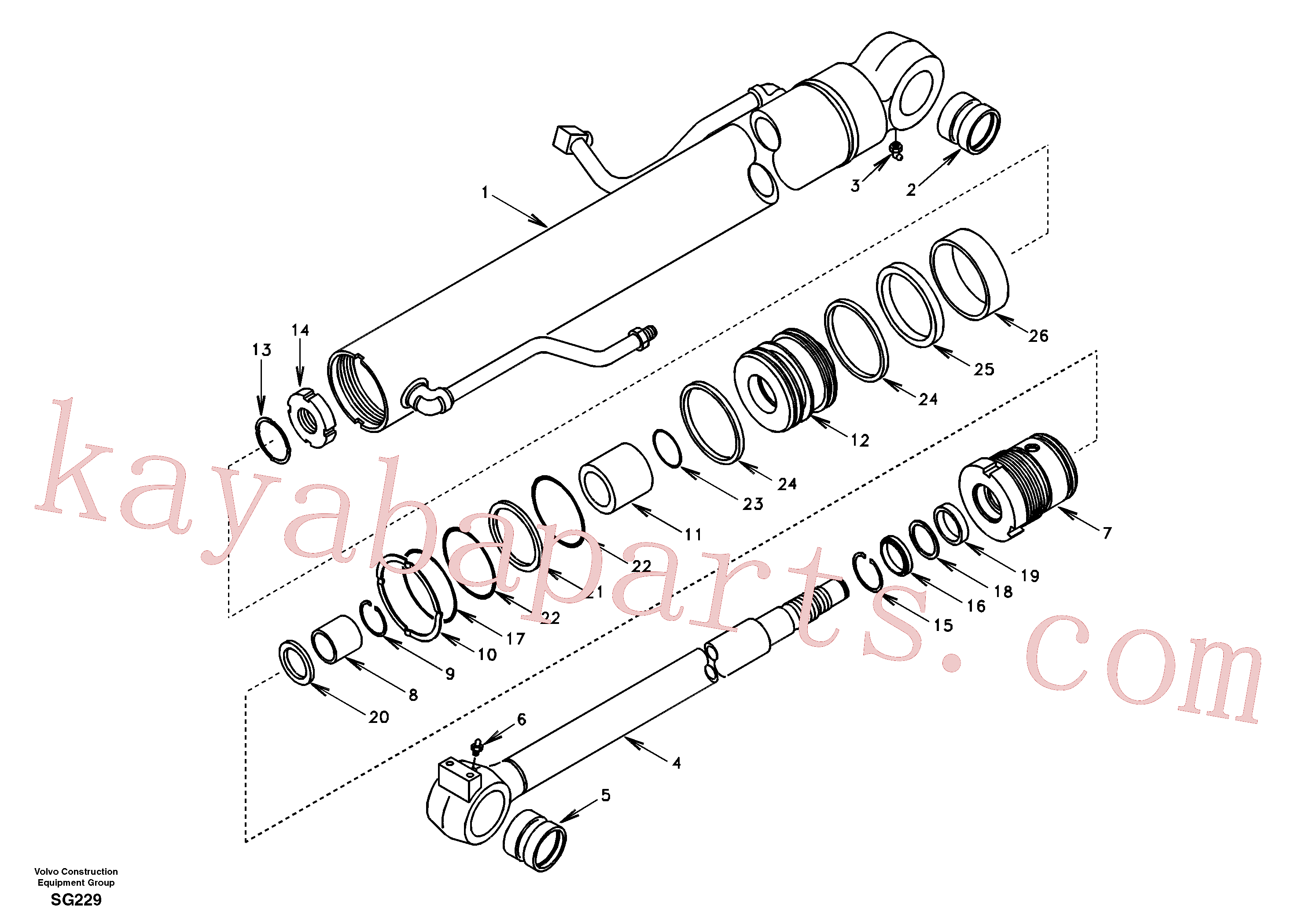 VOE990597 for Volvo Boom cylinder(SG229 assembly)