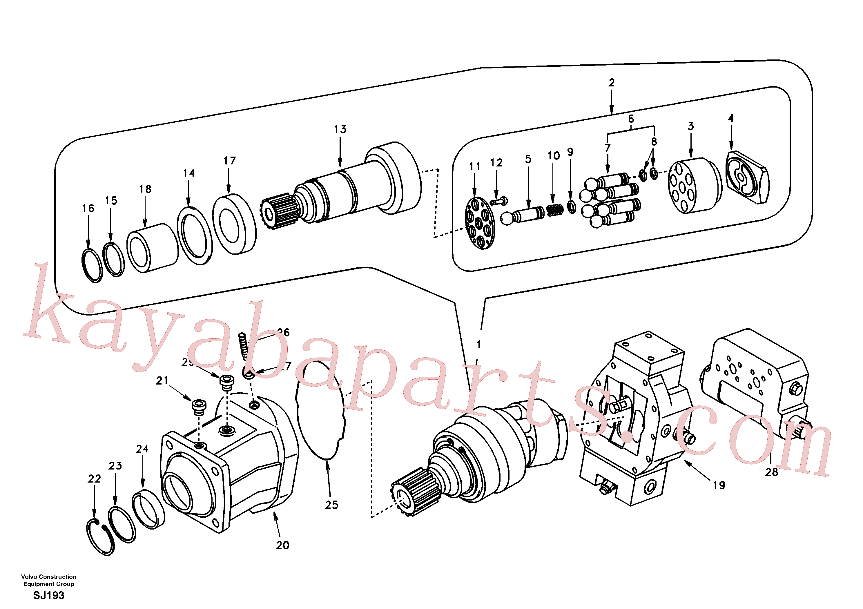 VOE11702860 for Volvo Travel motor(SJ193 assembly)
