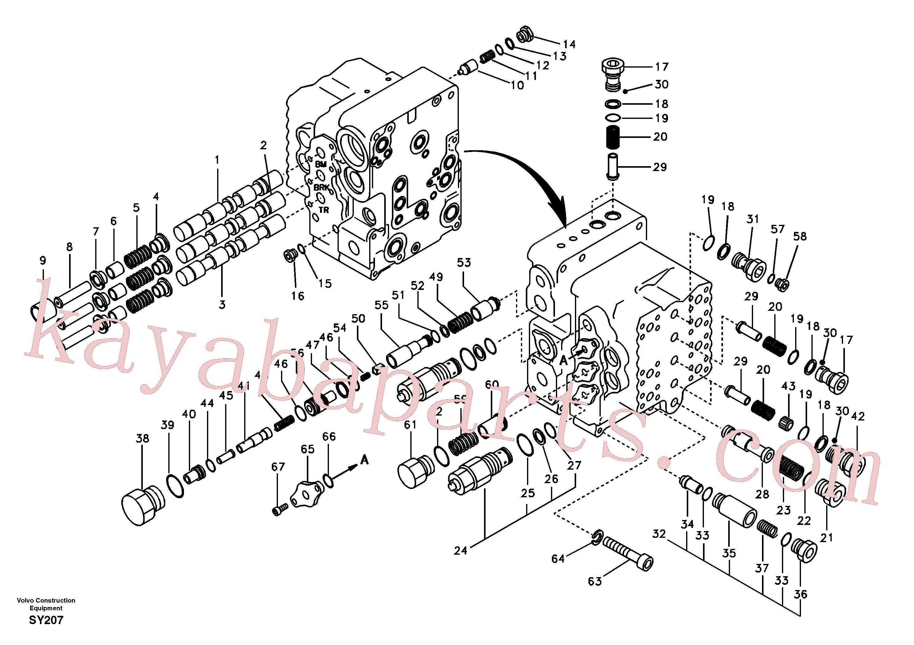SA8230-00680 for Volvo Main control valve, boom and bucket and travel Rh(SY207 assembly)