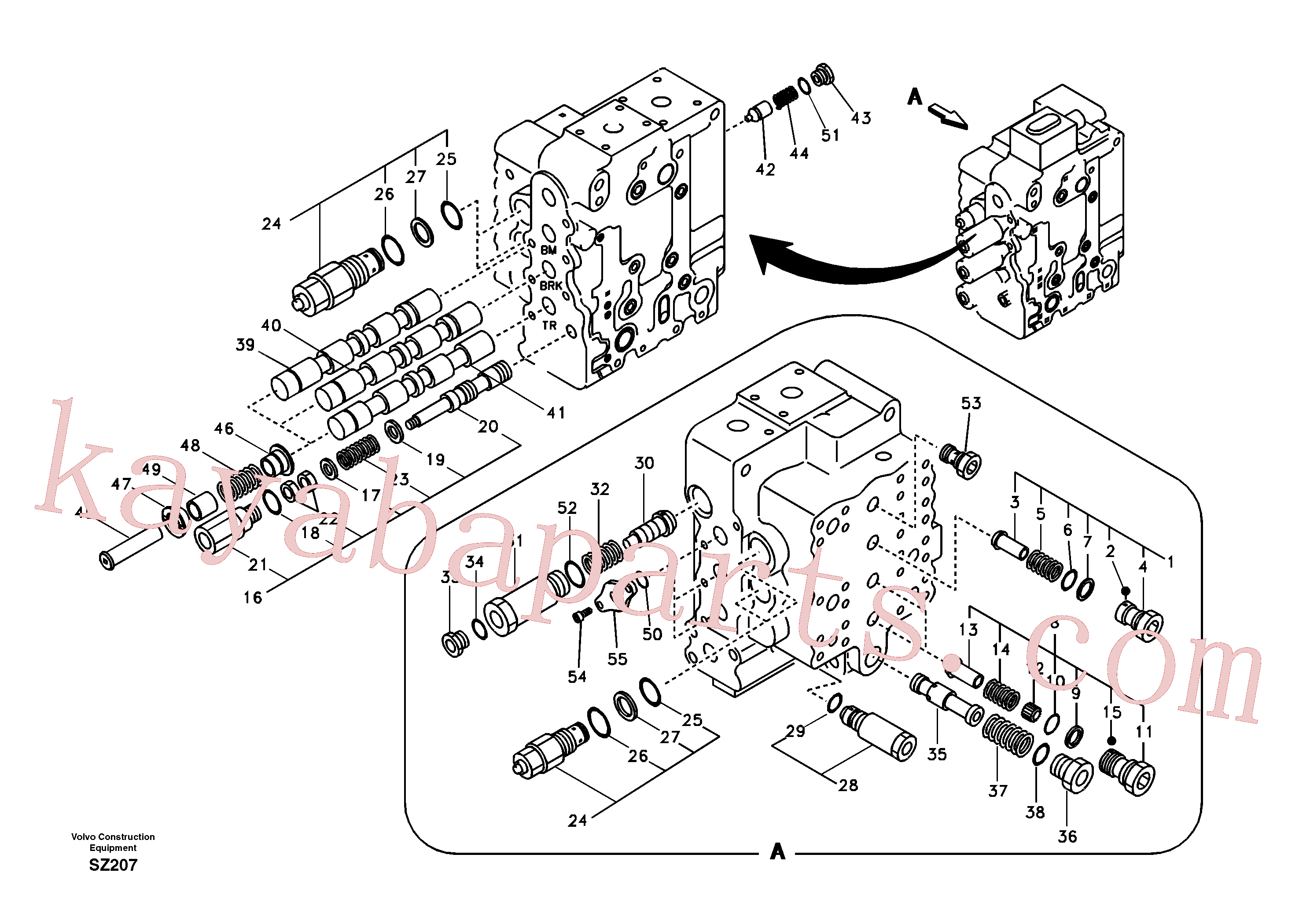 SA7272-03100 for Volvo Main control valve, boom and bucket and travel Rh(SZ207 assembly)