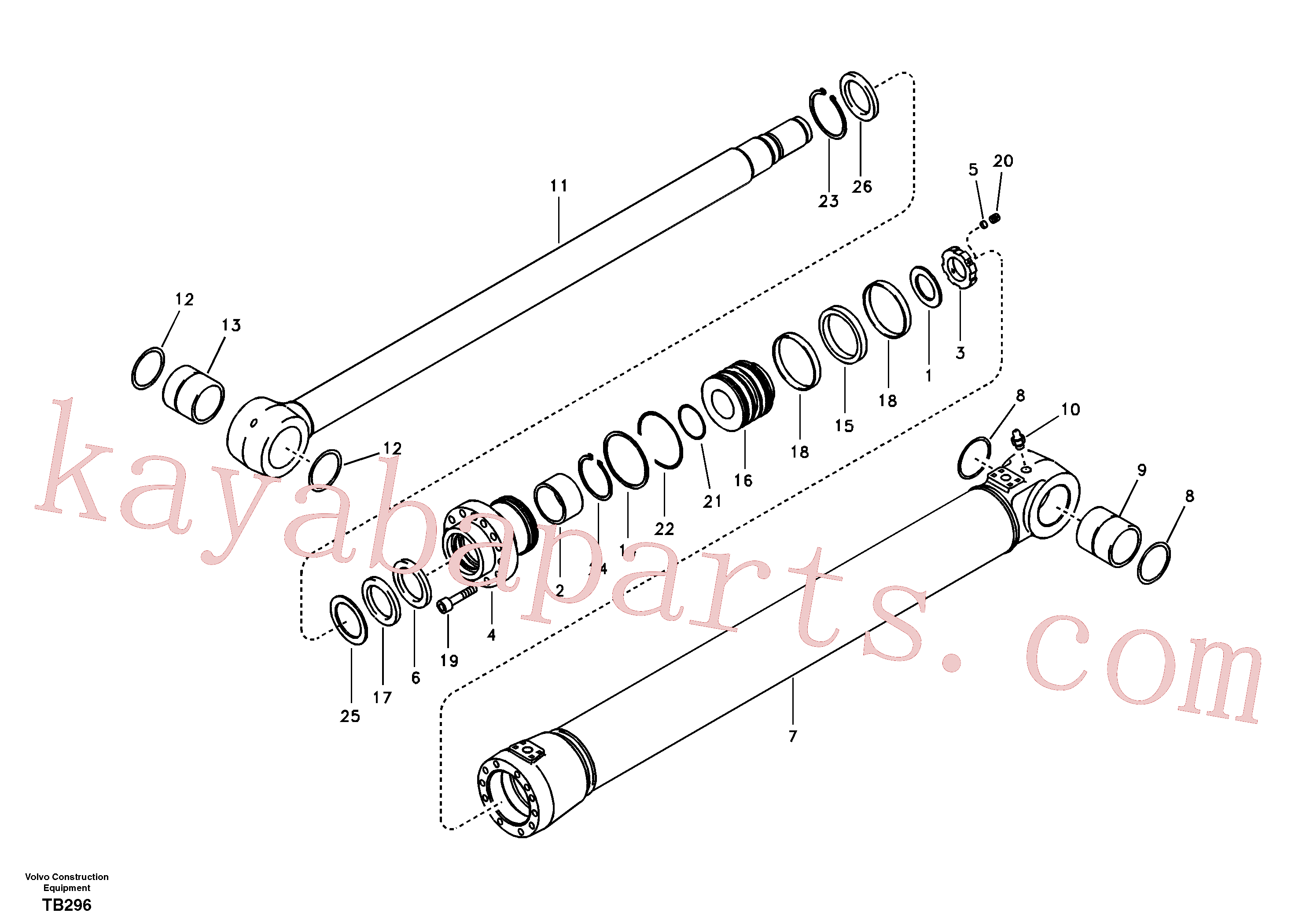 VOE14589123 for Volvo Boom cylinder, adjustable 2nd(TB296 assembly)